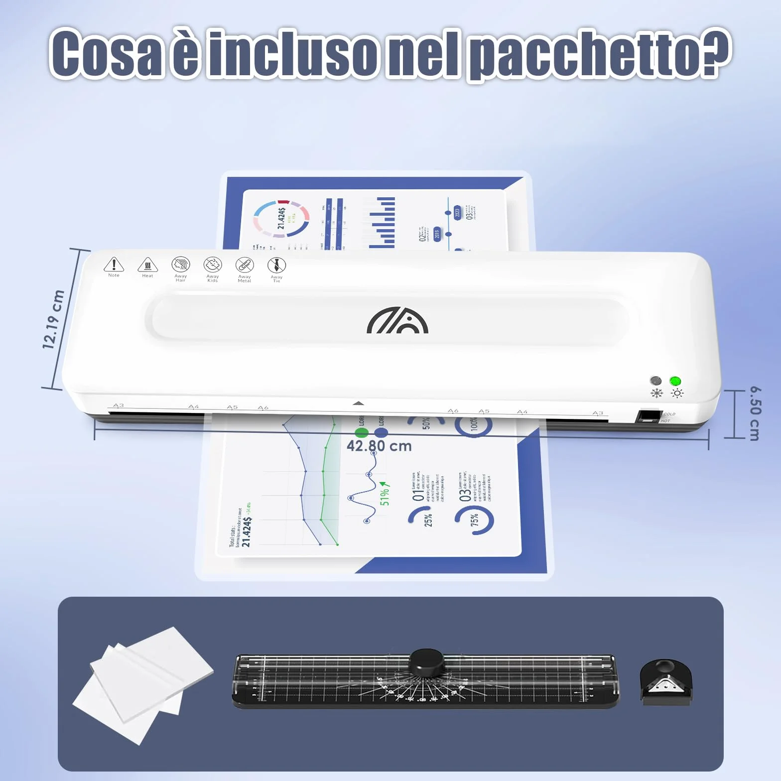 Plastifieuse A3 Machine à Plastifier Thermique Set de Plastification A4 A5 A6 Froid Bureau École