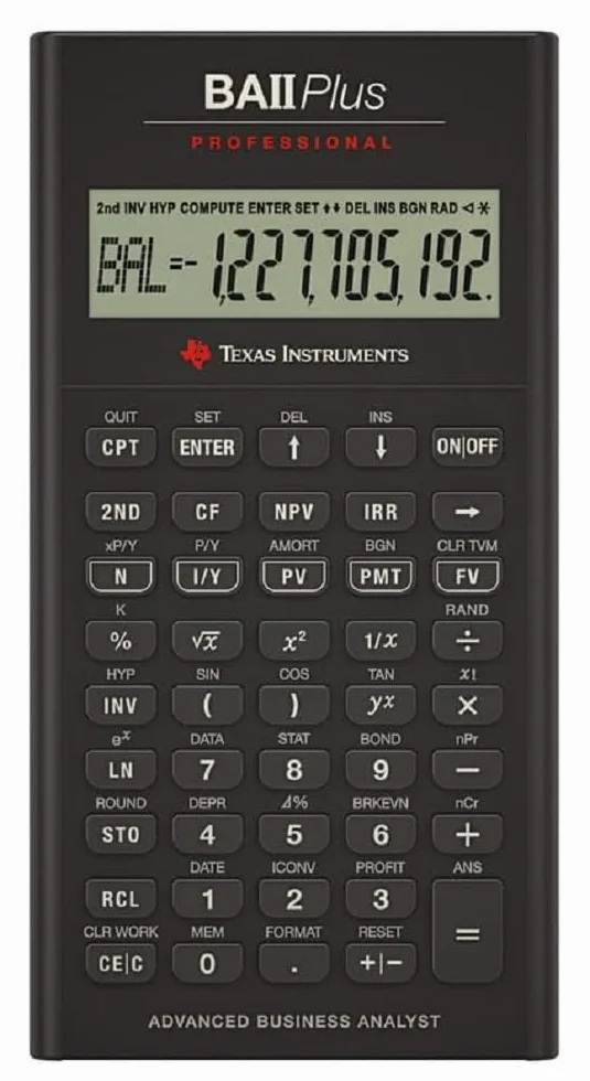 Texas Instruments BA II Plus Calculatrice financière Professionnelle Noir