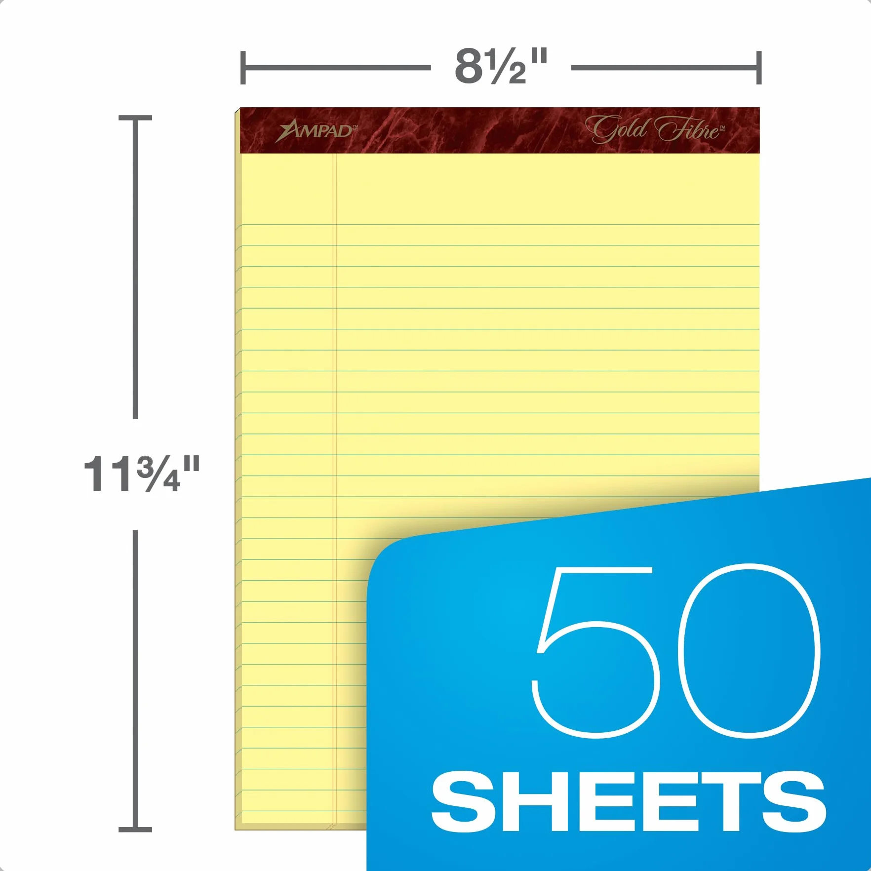 Ampad Esselte Corporation Lot de 4 blocs perforés légal 50 feuilles 21,6 x 29,9 cm canari