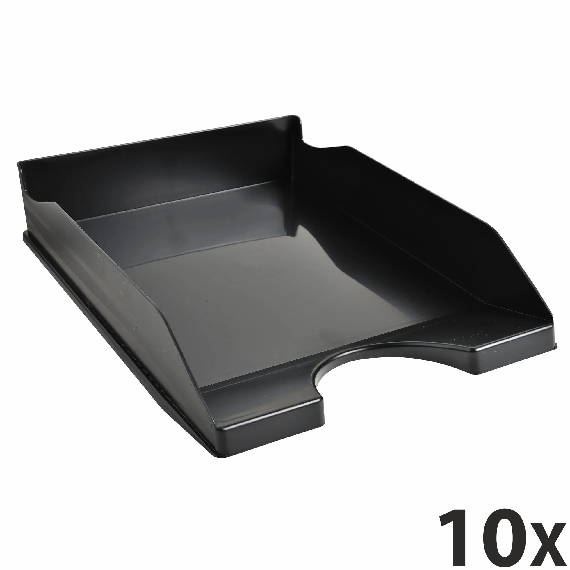 Exacompta ECOTRAY Lot de 10 corbeilles à courrier 34 x 25 x 6,5 cm noir A4+ Ange Bleu