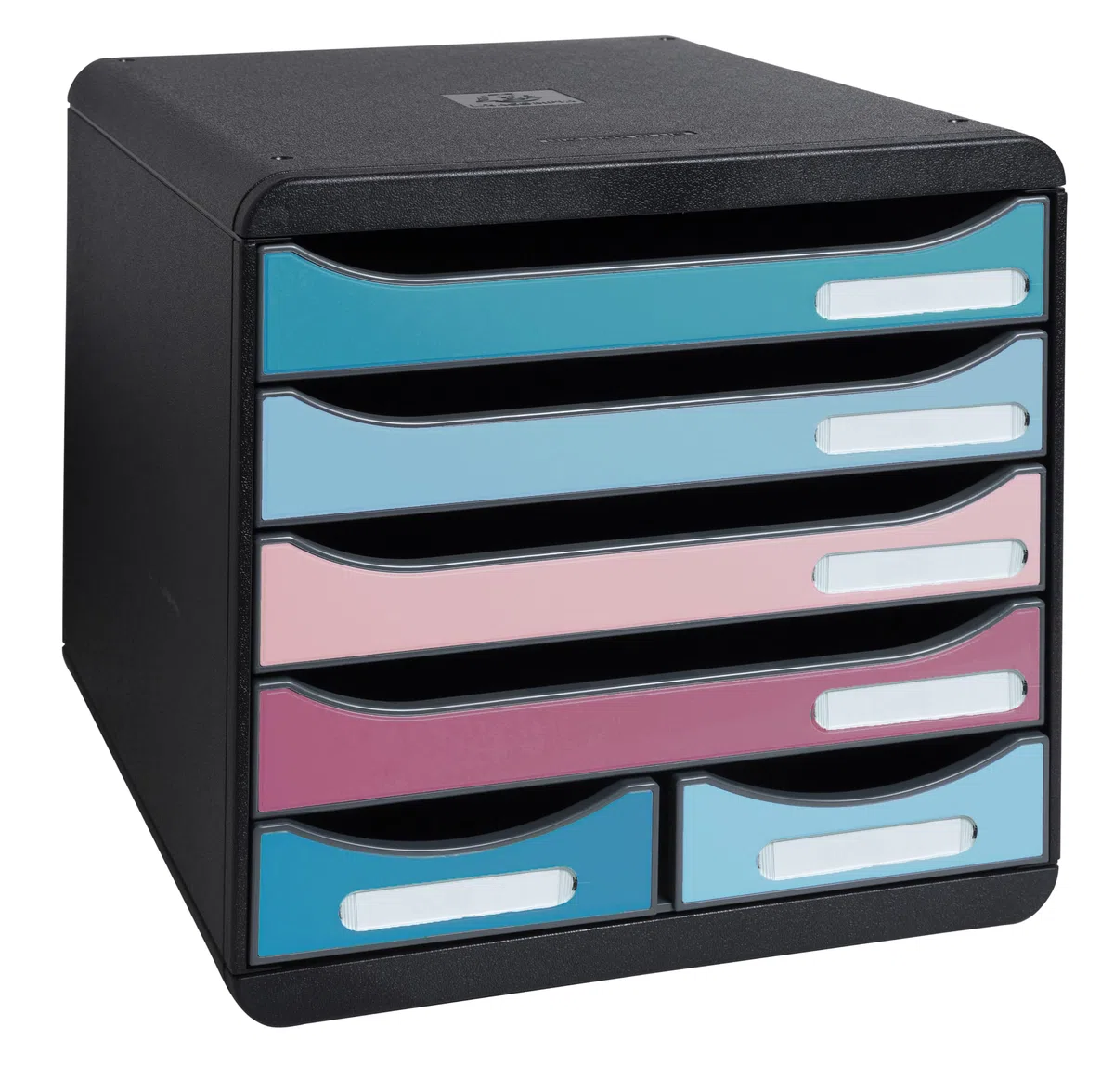 Exacompta - Réf. 312606D - BIG-BOX maxi Skandi - 1 Caisson 4 tiroirs pour document A4+ et 2 petits tiroirs pour ranger des ustensiles de bureau - Dimensions extérieures : P 34,7 x l 27,8 x H 27,1 cm