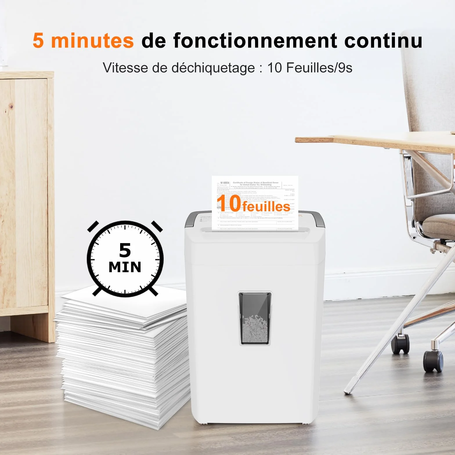 Bonsaii Destructeur de Documents 10 Feuilles P4, déchiqueteuse Micro-Coupe avec bac 21L, Anti-Blocage, Protection Contre la surchauffe C275-B