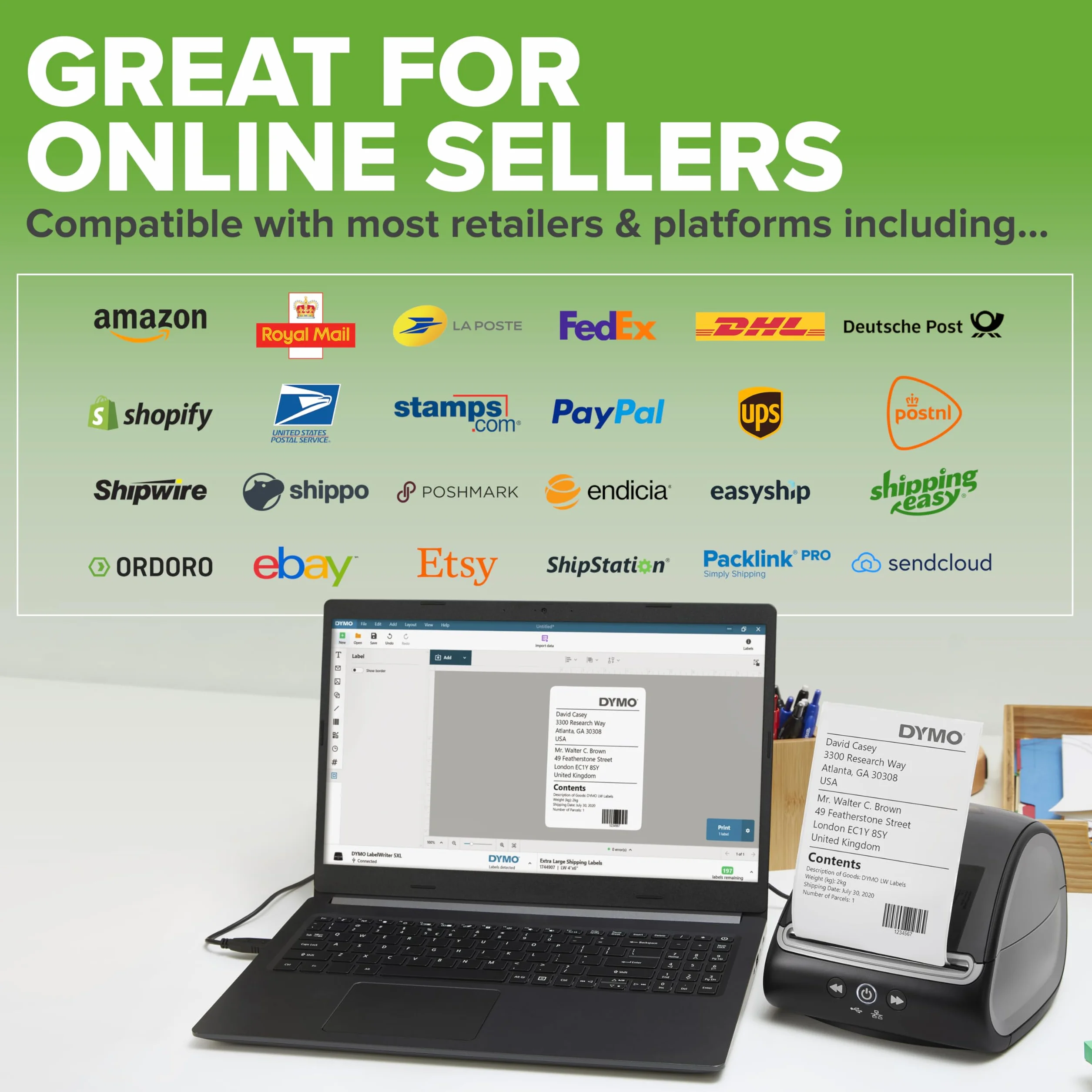 Dymo LabelWriter 5XL Label Printer with Automatic Label Recognition for Extra-Wide Shipping Labels, UK 3 Pin Plug