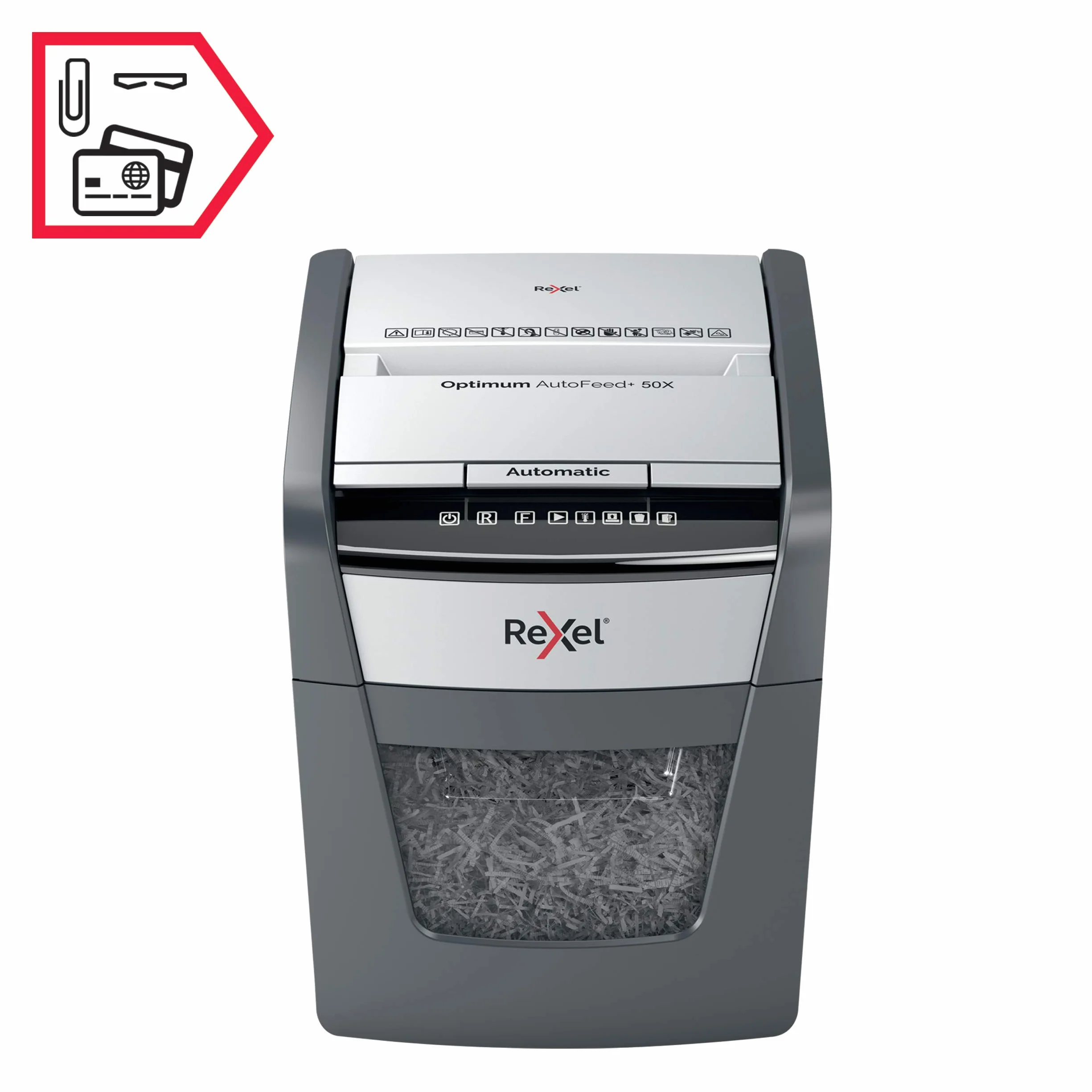 Rexel Destructeur de documents AutoFeed Hybride 50 feuilles Coupe croisée P4 20L 2020050XEU