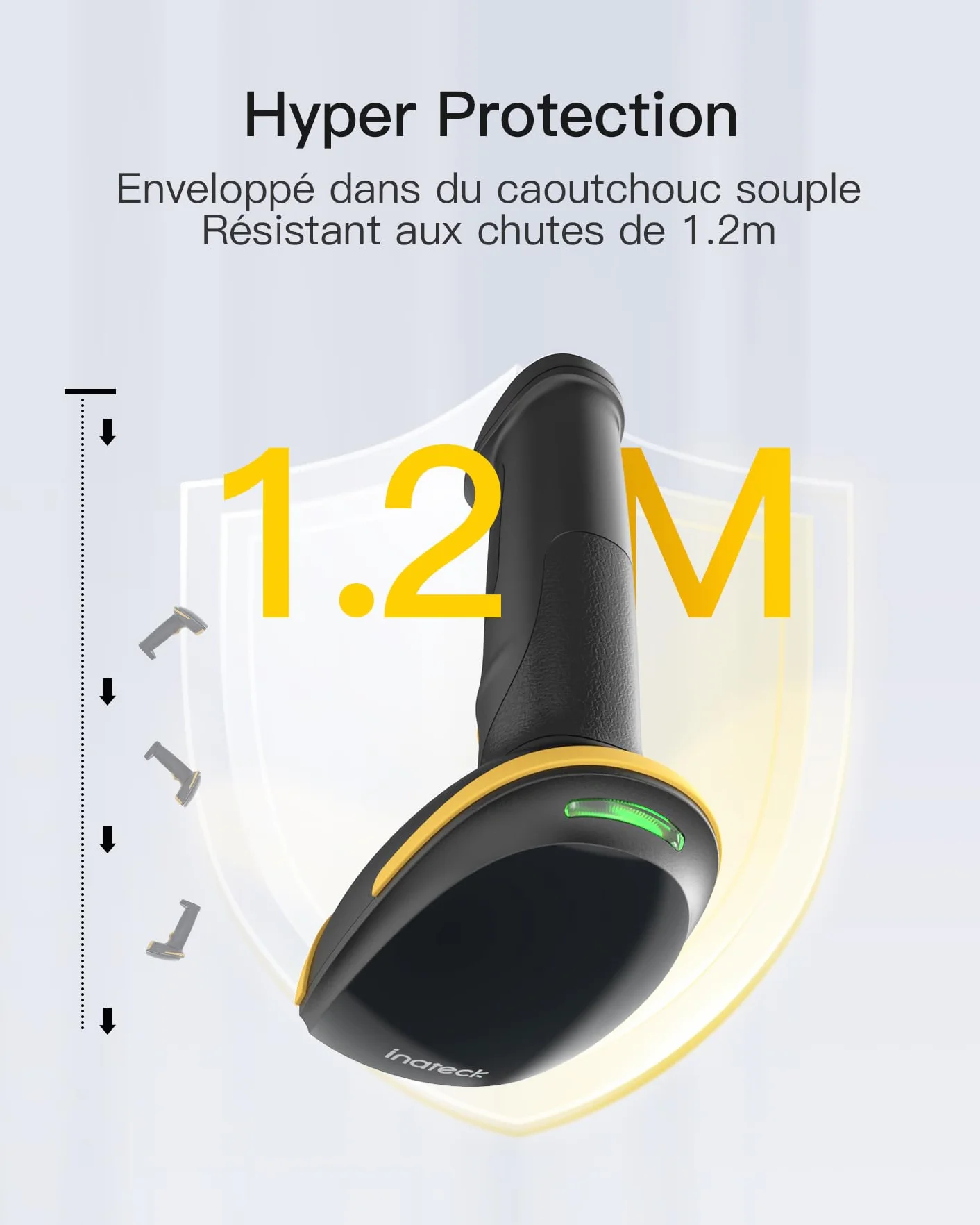 Inateck Lecteur Code Barre sans Fil 1D 2D QR, Douchette 3 en 1 Bluetooth 2,4 GHz USB, 2600 mAh, BCST-23