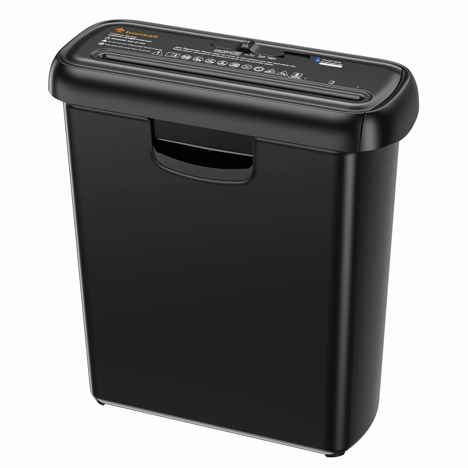 Bonsaii Destructeur de Documents Bras télescopique, déchiqueteuse Coupe en Bandes, 6 Feuilles, 9 litres, Niveau sécurité P2