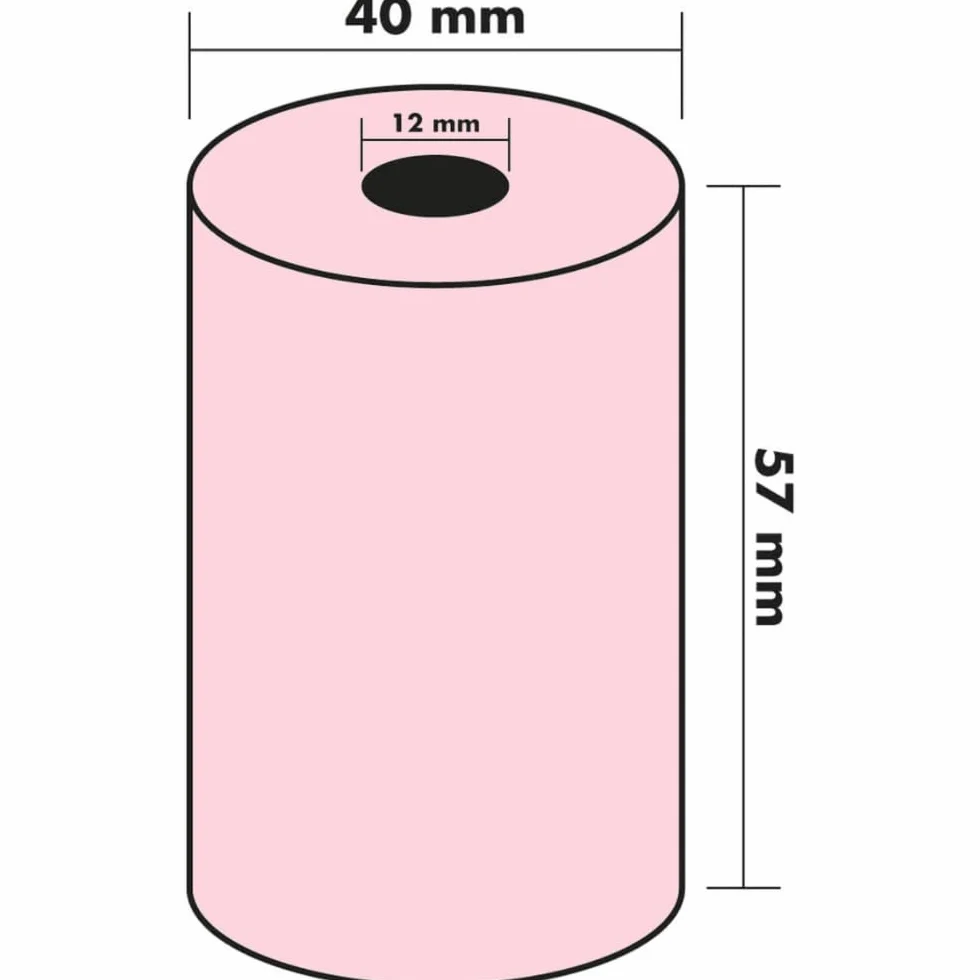 50 Bobines Thermiques TPE 57x40x12mm Rose Sans BPA FSC Compatibles Ingenico Verifone