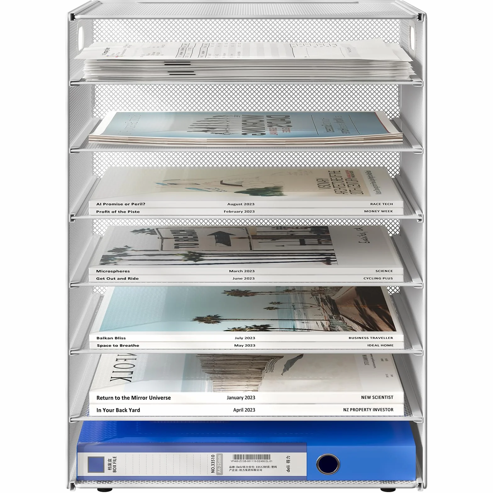 EasyPAG Corbeille à Courrier Métal A4 Banette de Rangement Bureau Porte Revue Organisateur Magazine Blanc