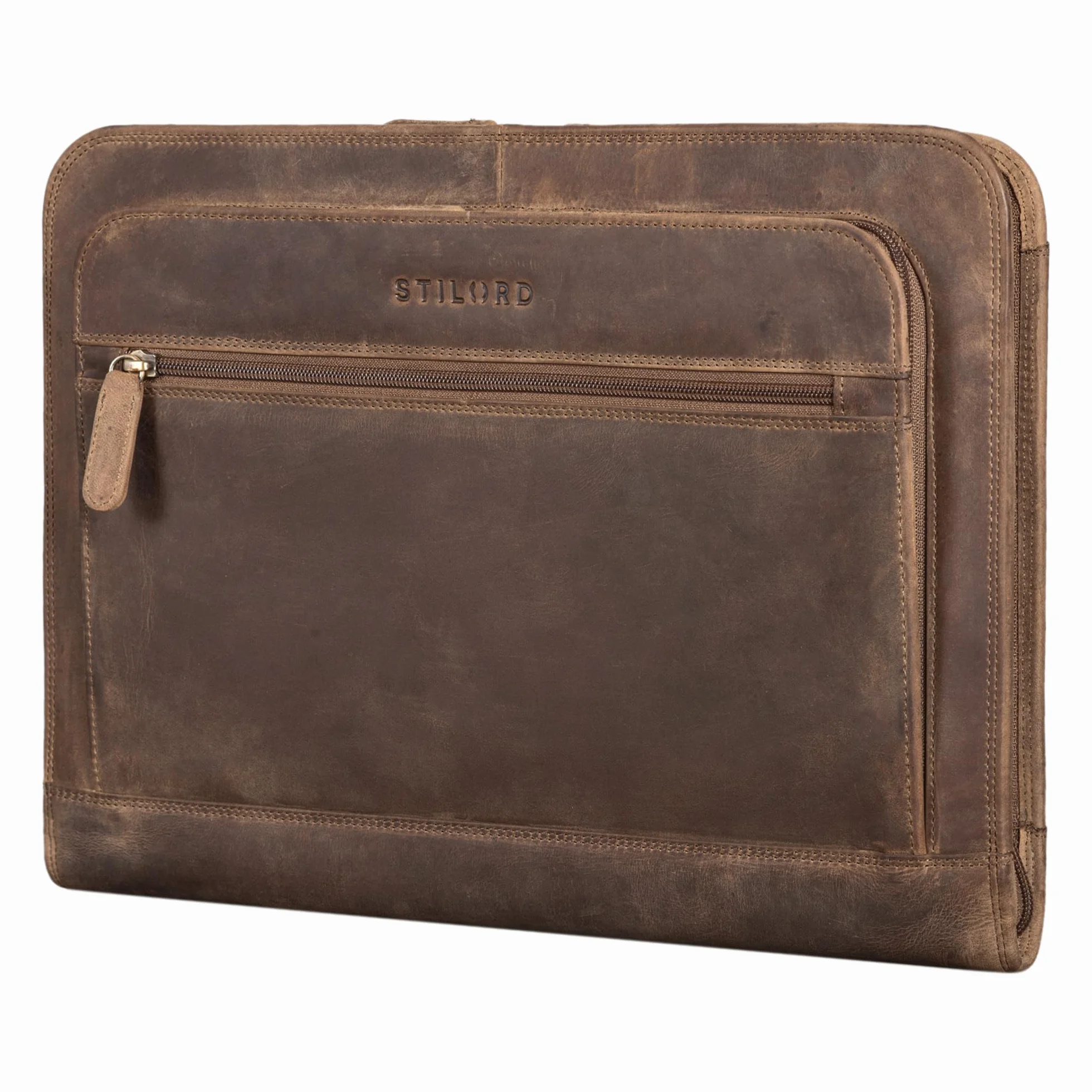STILORD Elton Conférencier A4 Cuir Véritable Vintage Porte-Documents Housse pour MacBook 13,3 Pouces Marron