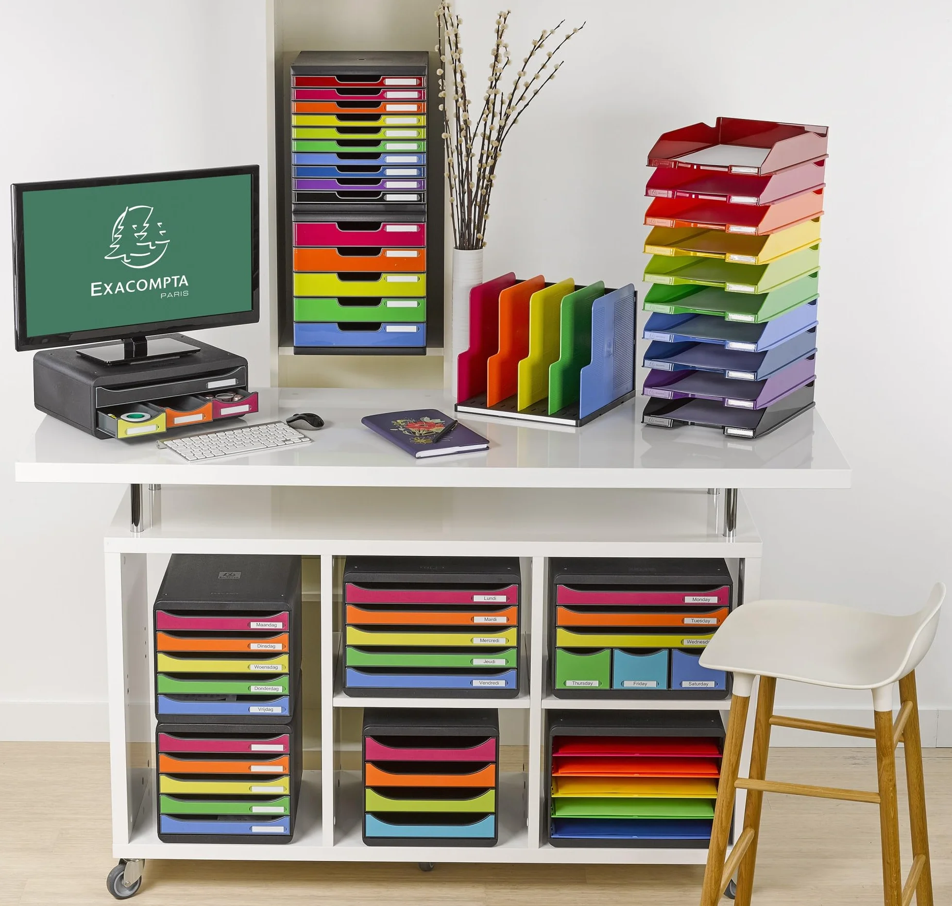 Exacompta Trieur vertical MODULOTOP 5 intercalaires A4+ 30x29x25,5 cm noir/arlequin