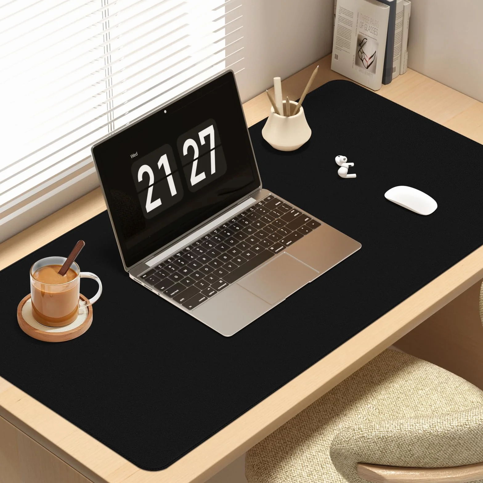 Vicwe Sous-Main 120x43cm Tapis de Souris en Cuir PU Antidérapant Imperméable Noir