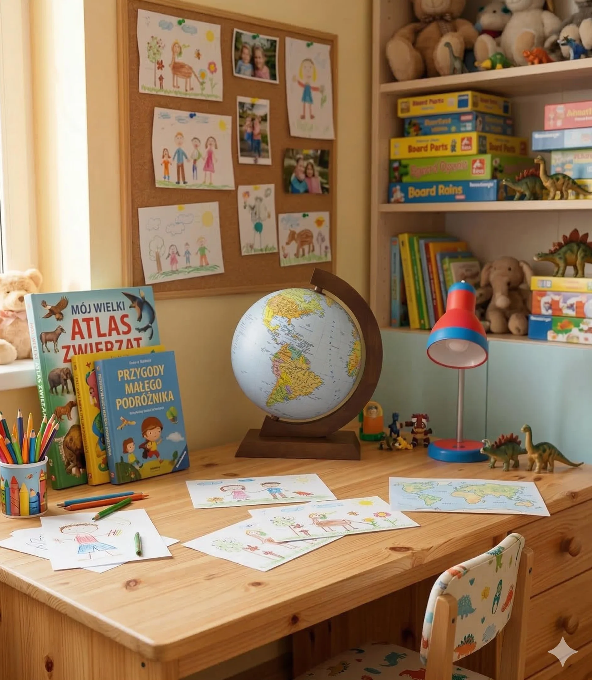 DONAU Globe politique et physique/4-en-1 + monture en bois/Diamètre 320 mm/Lumineux/Lampe LED/Pivotant/Décoration éducative/Application interactive Multiglobear/Pour l'école, la maison et Le bureau