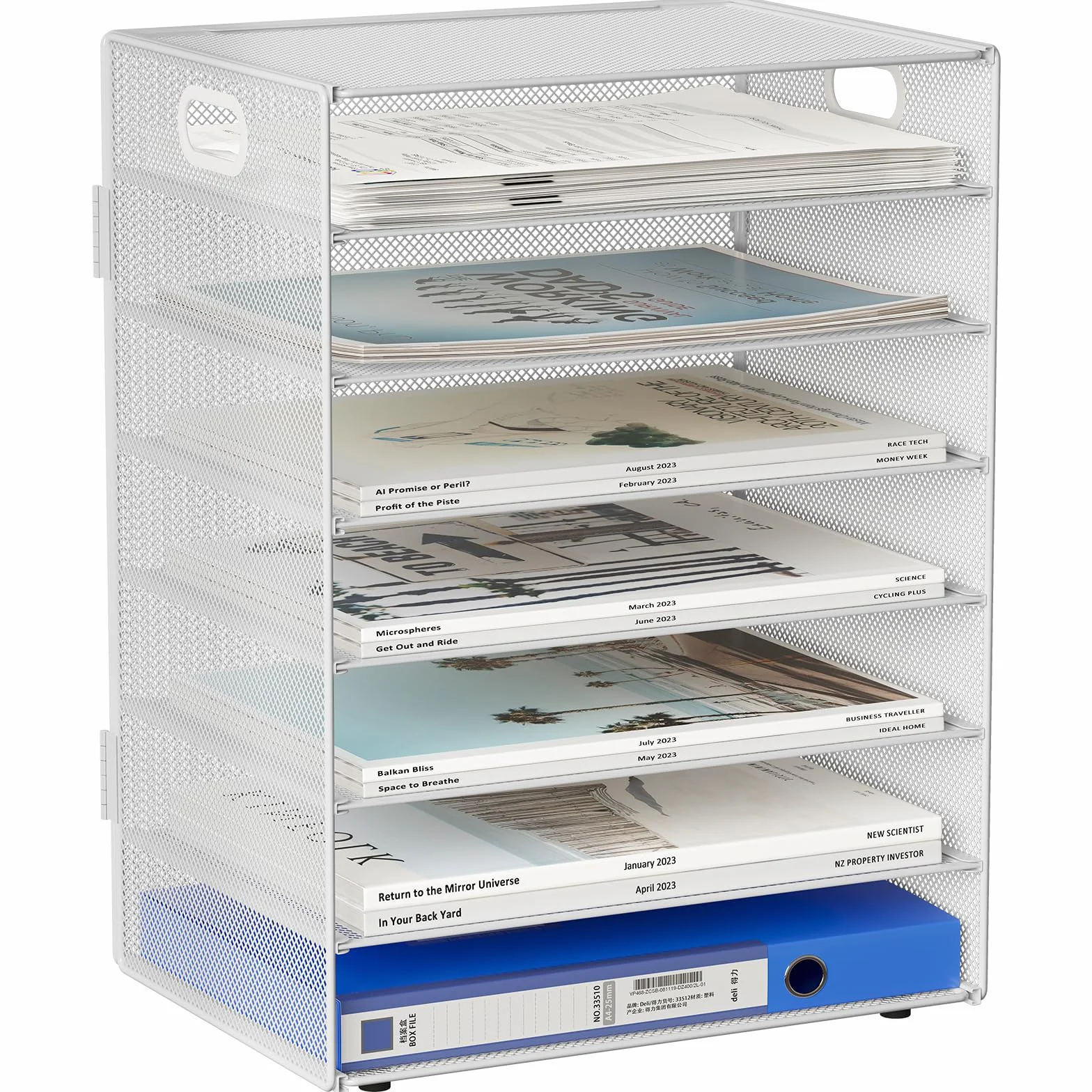 EasyPAG Corbeille à Courrier Métal A4 Banette de Rangement Bureau Porte Revue Organisateur Magazine Blanc
