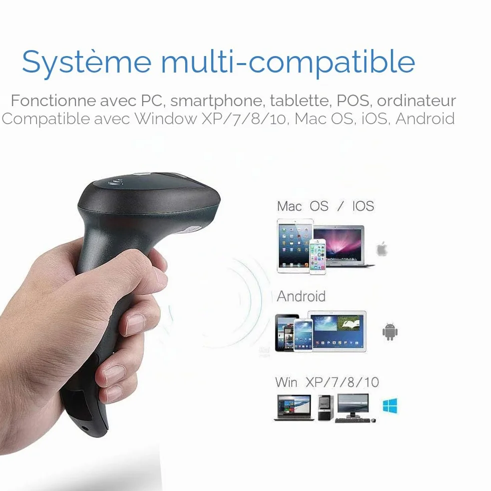 NETUM Bluetooth Lecteur Code Barre sans Fil W6-X Scanner CCD USB 2.0 Compatible Windows Android iOS