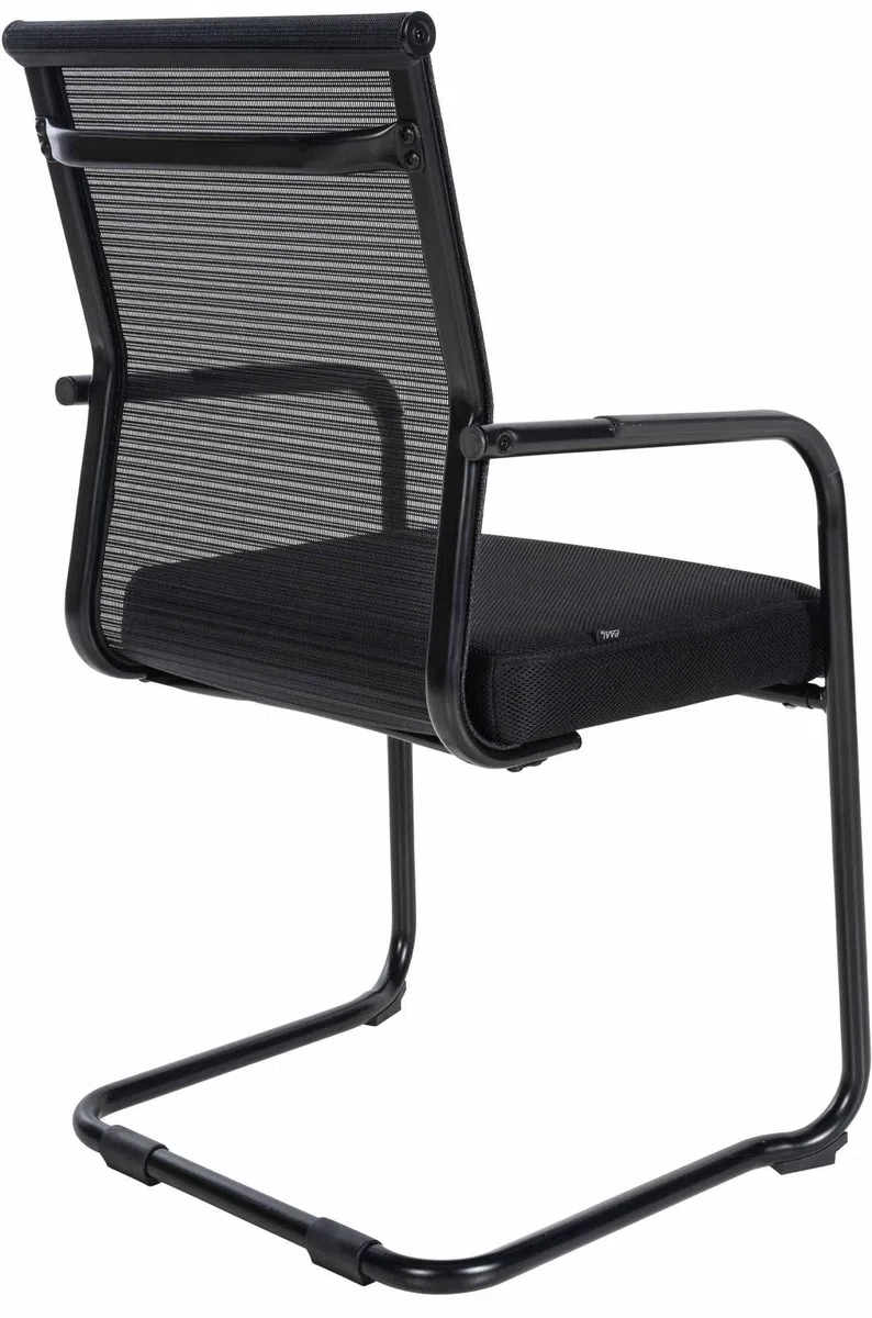 CLP Lot de 2 chaises Visiteur Denny avec Rembourrage et résille I Piétement Luge avec Structure métallique et accoudoirs, Couleur:Noir