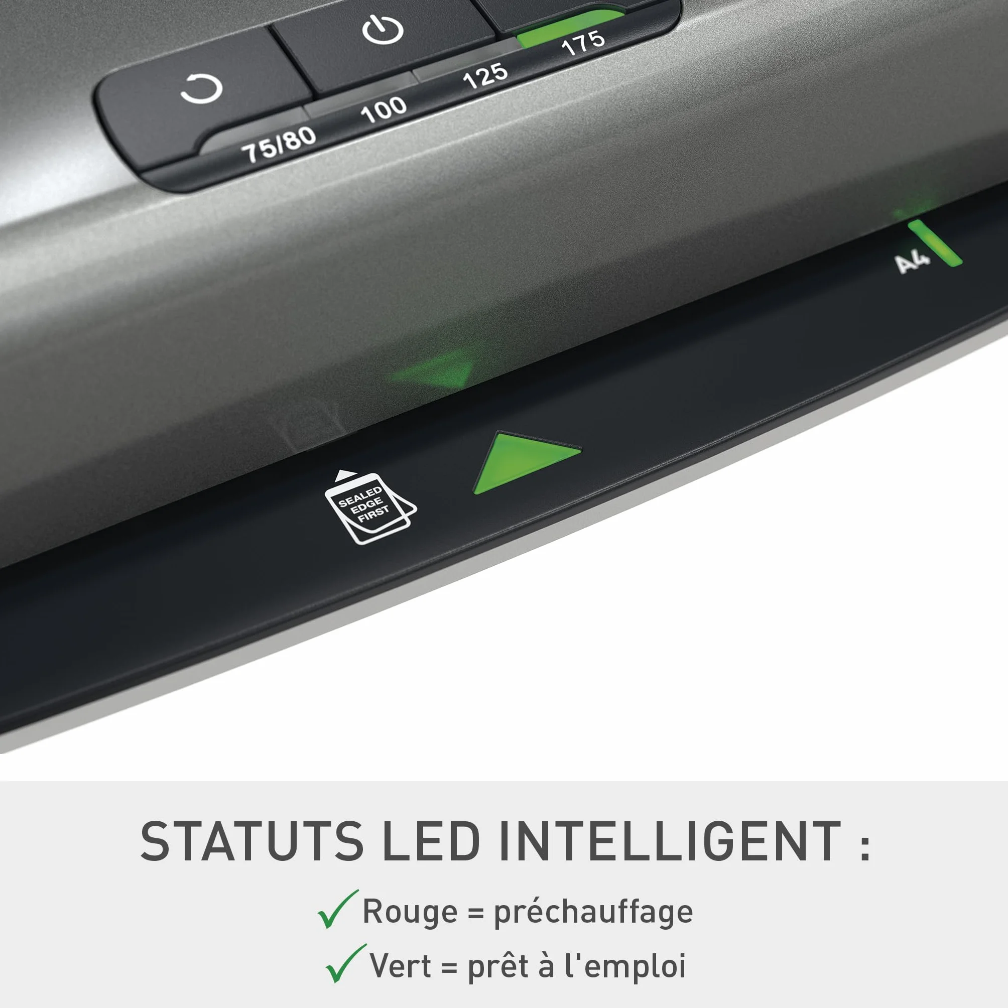 Leitz iLAM Office Pro Plastifieuse A3 75-125 microns Préchauffage 1 min Anti-bourrage Gris Blanc