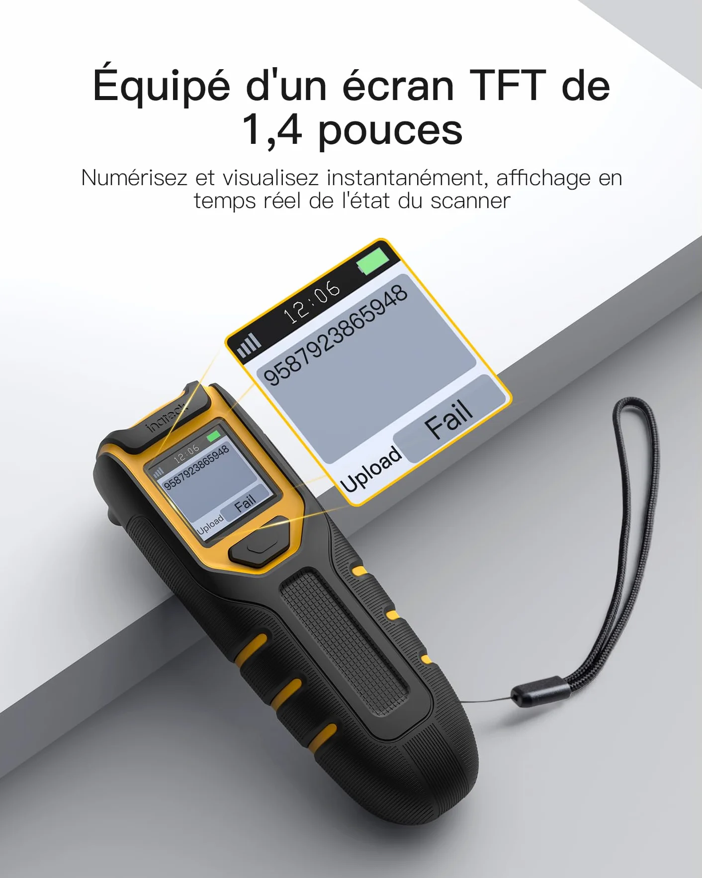 Inateck Lecteur Code Barre sans Fil 2D, Bluetooth QR, 2600 mAh, BCST-47