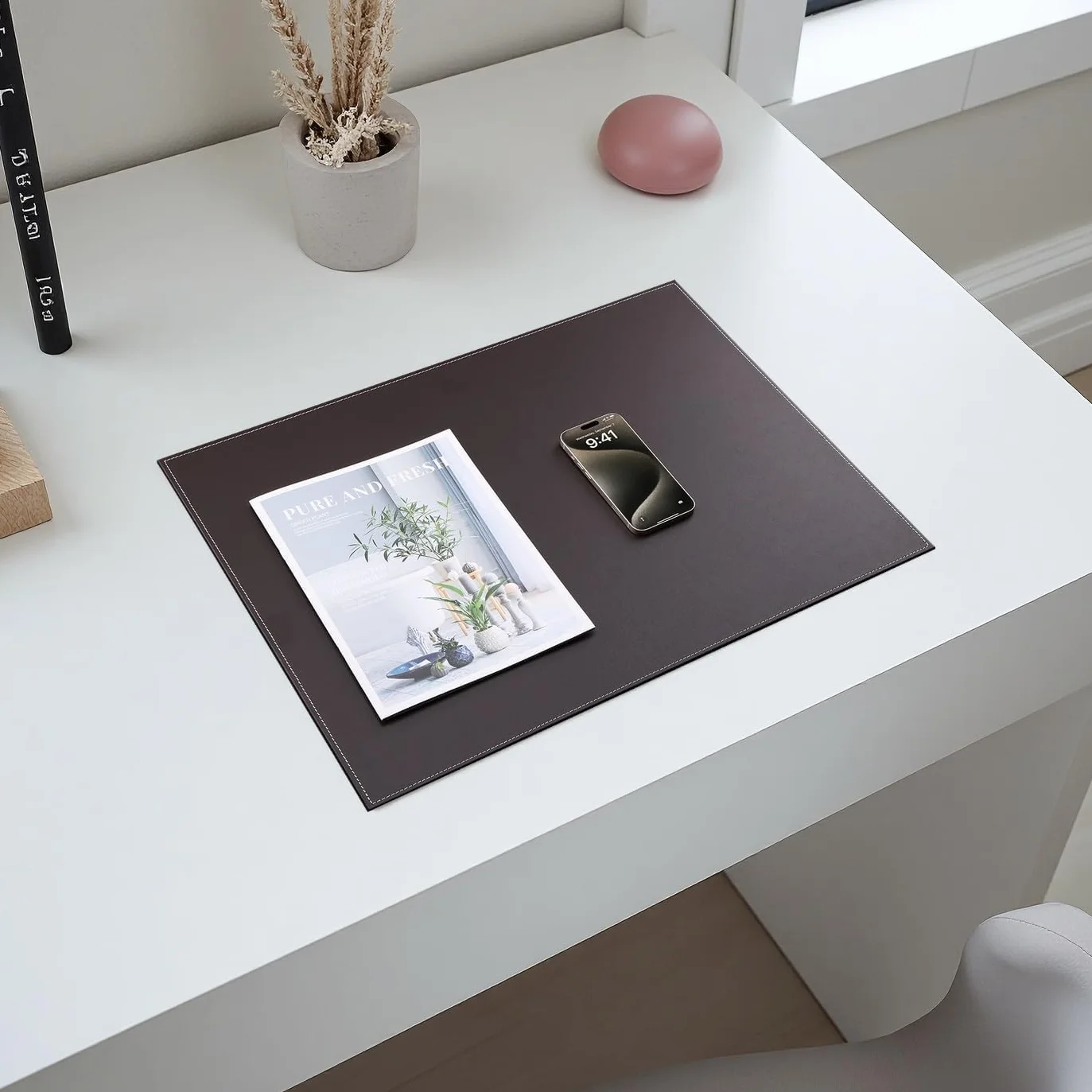 KINGFOM Sous Main Bureau Cuir Noir 60x45cm Tapis Protection Bureau Étanche