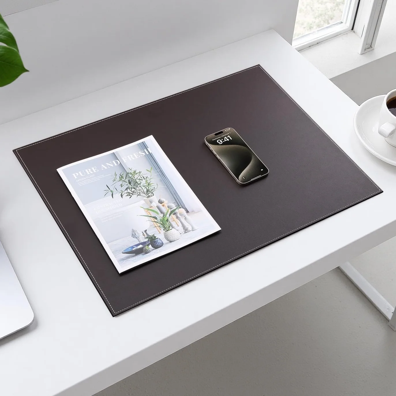 KINGFOM Sous Main Bureau Cuir Noir 60x45cm Tapis Protection Bureau Étanche