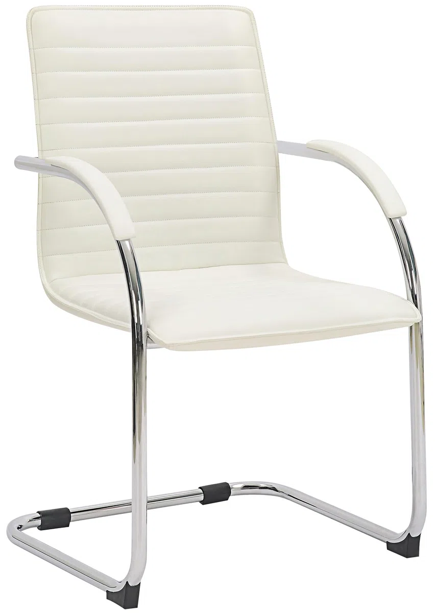 CLP Chaise Visiteur Tira Similicuir I Chaise Cantilever avec Assise rembourrée, Couleur:Blanc