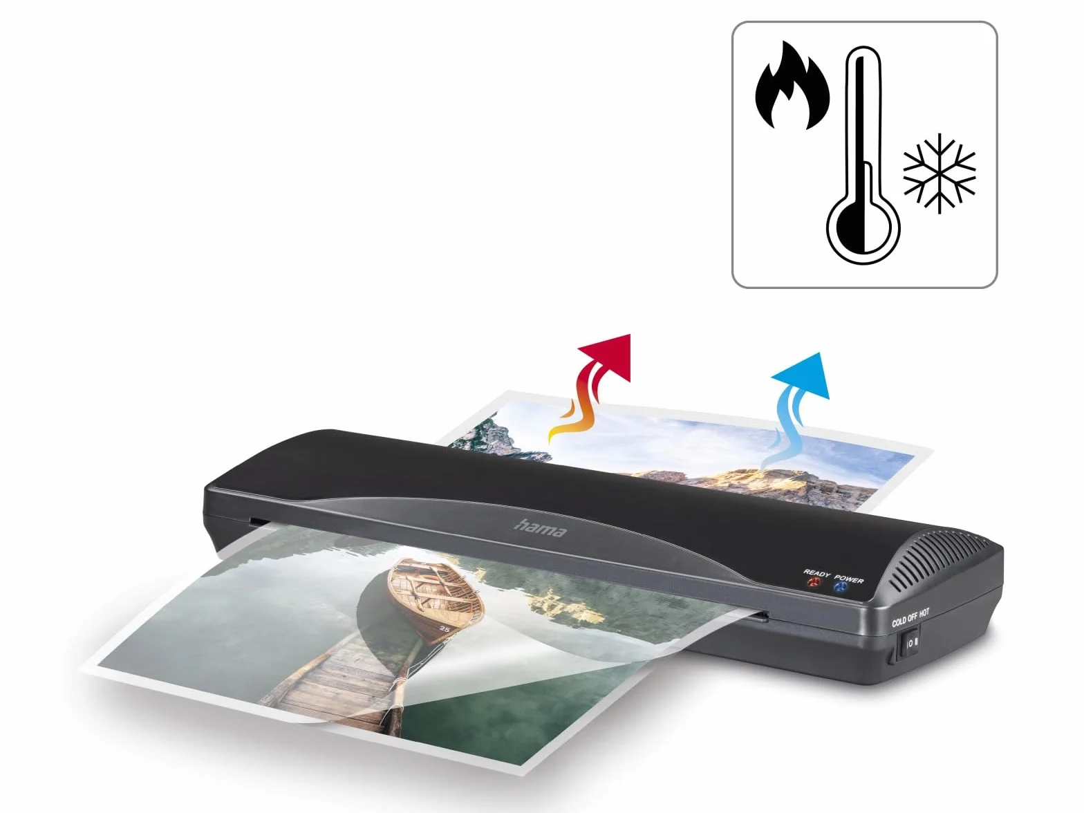 Hama Plastifieuse A3 à Chaud/Froid Kit Laminage 80-125 Microns Noir