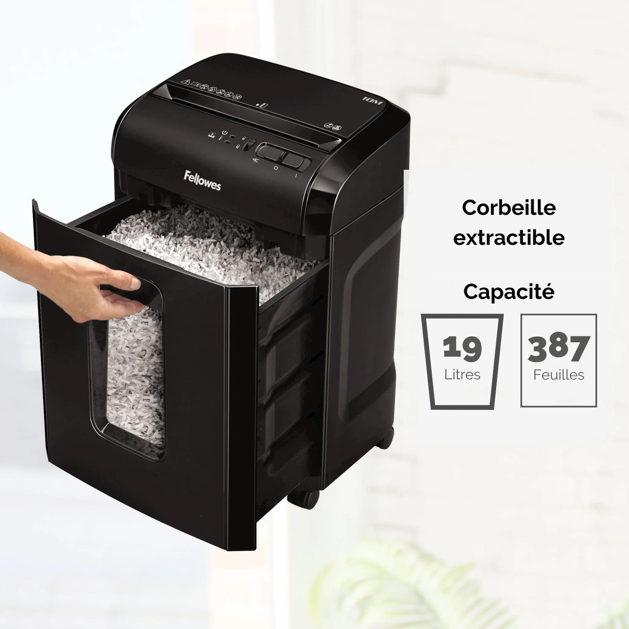 Fellowes Powershred 10M destructeur de papier micro-coupe 10 feuilles DIN P5 corbeille 19L