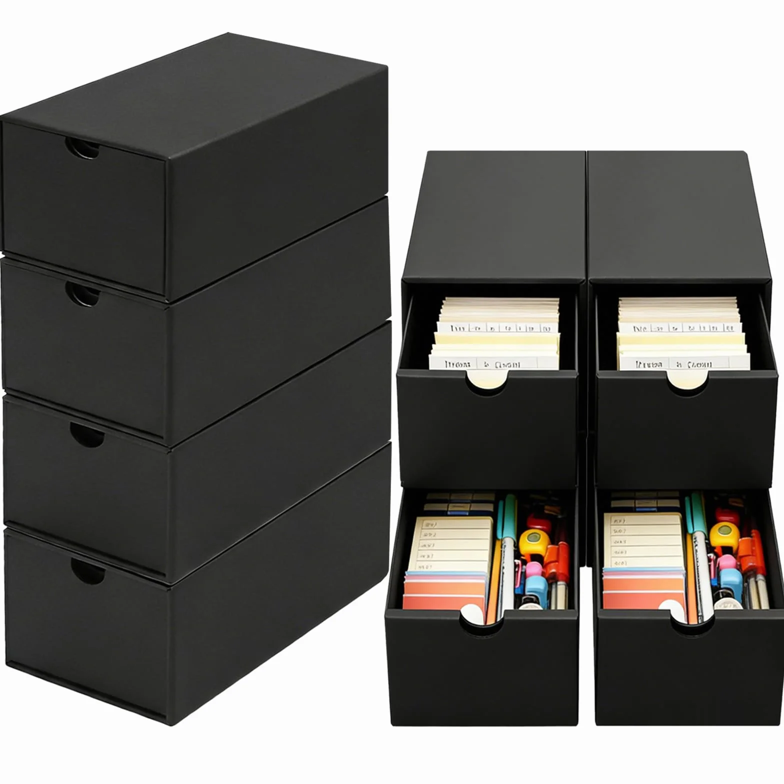 HIMOMO 8 pièces Boîtes à Fiches pour cartes A7, Boîte de cartes indexes 22,5 x 11,5 x 4,5 cm