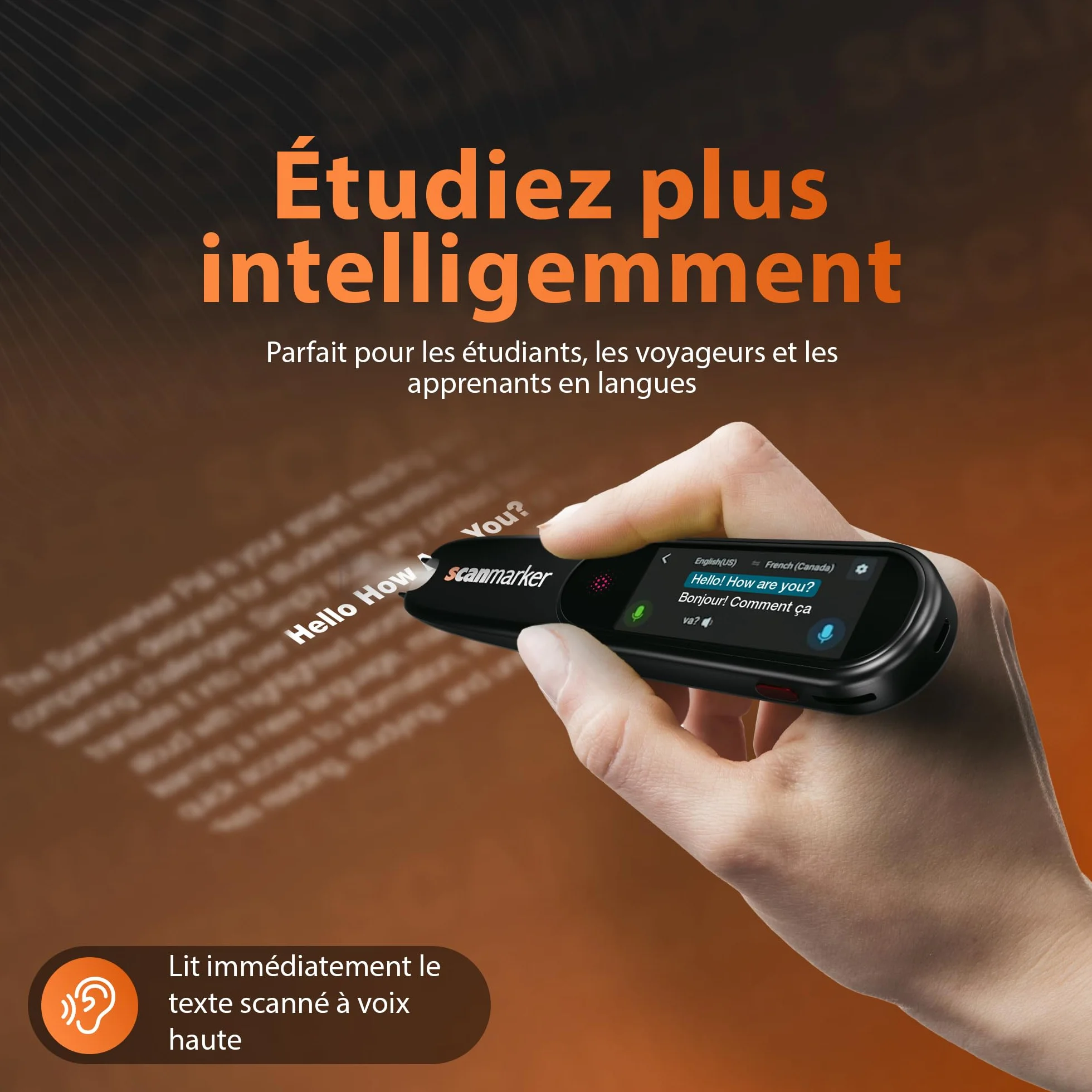 Scanmarker Pal Écran Interactif Stylo Traducteur Langue Instantanée Lecture Dyslexiques Scanner sans Fil Traduction 100+ Langues