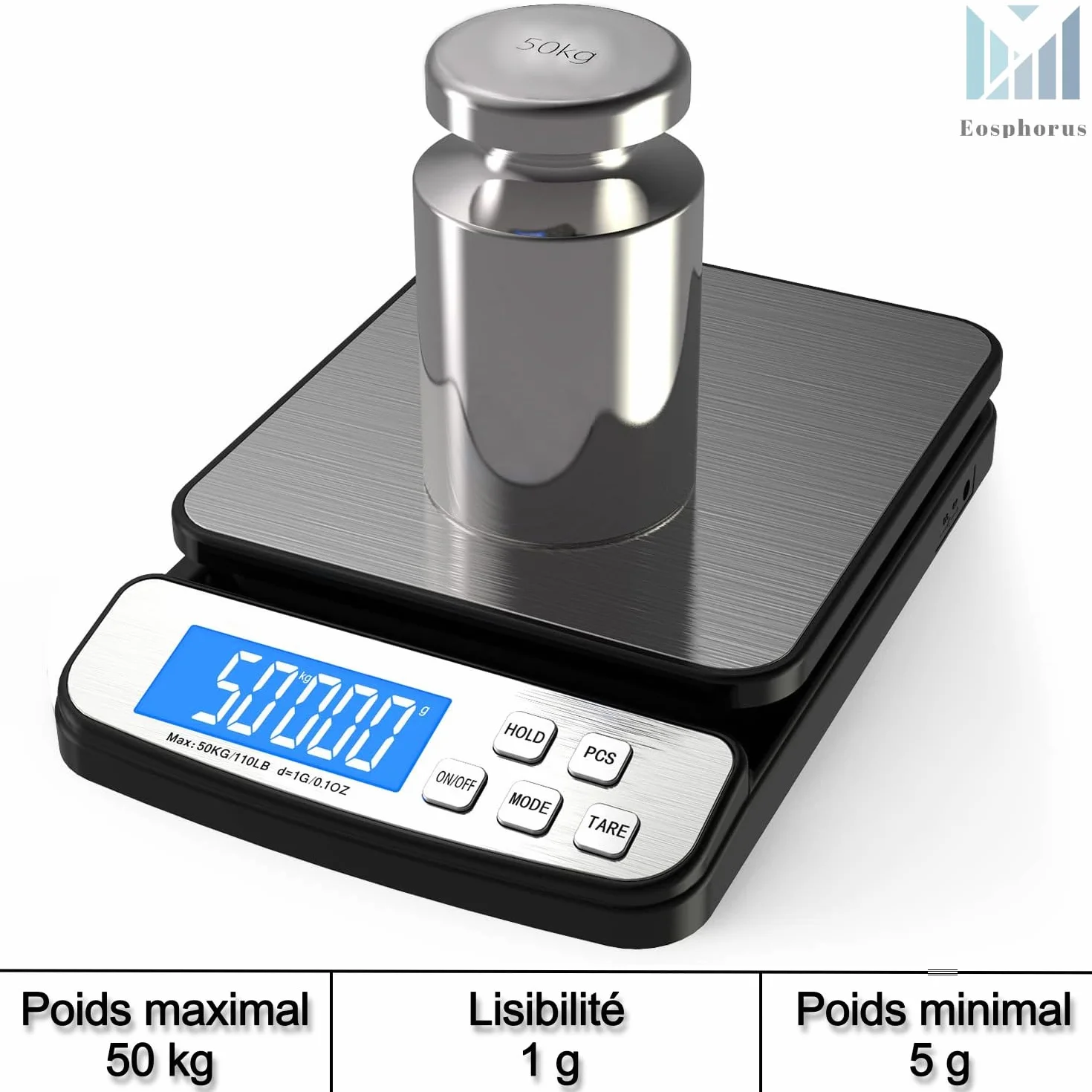Balance Numérique pour Colis 50kg, Pèse-Colis Précision, Adaptateur Secteur