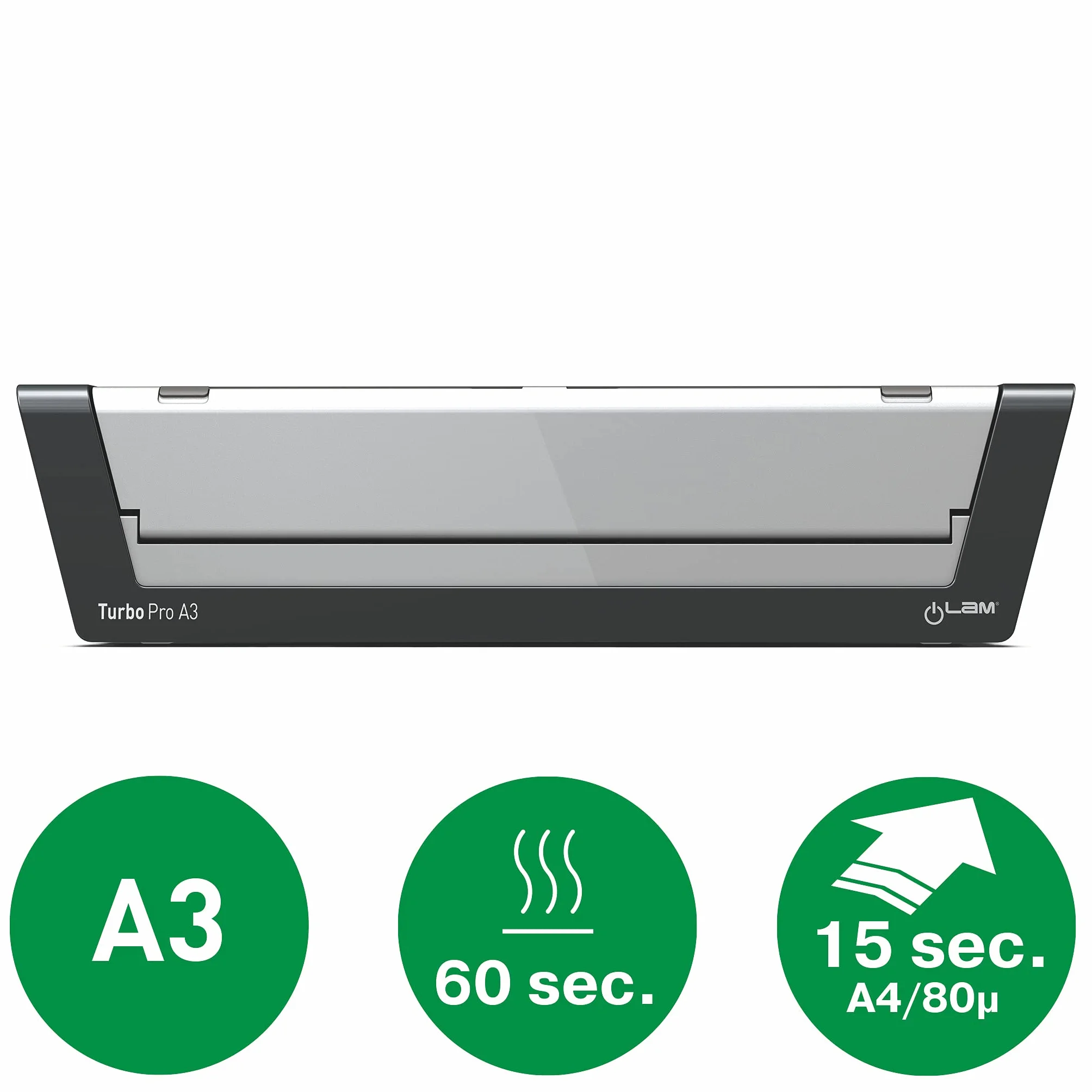 Leitz, Plastifieuse de documents ILAM A3 Touch Turbo Pro, 250µ, plastifie un document A4 en 15s, Blanc/Gris, 75190000