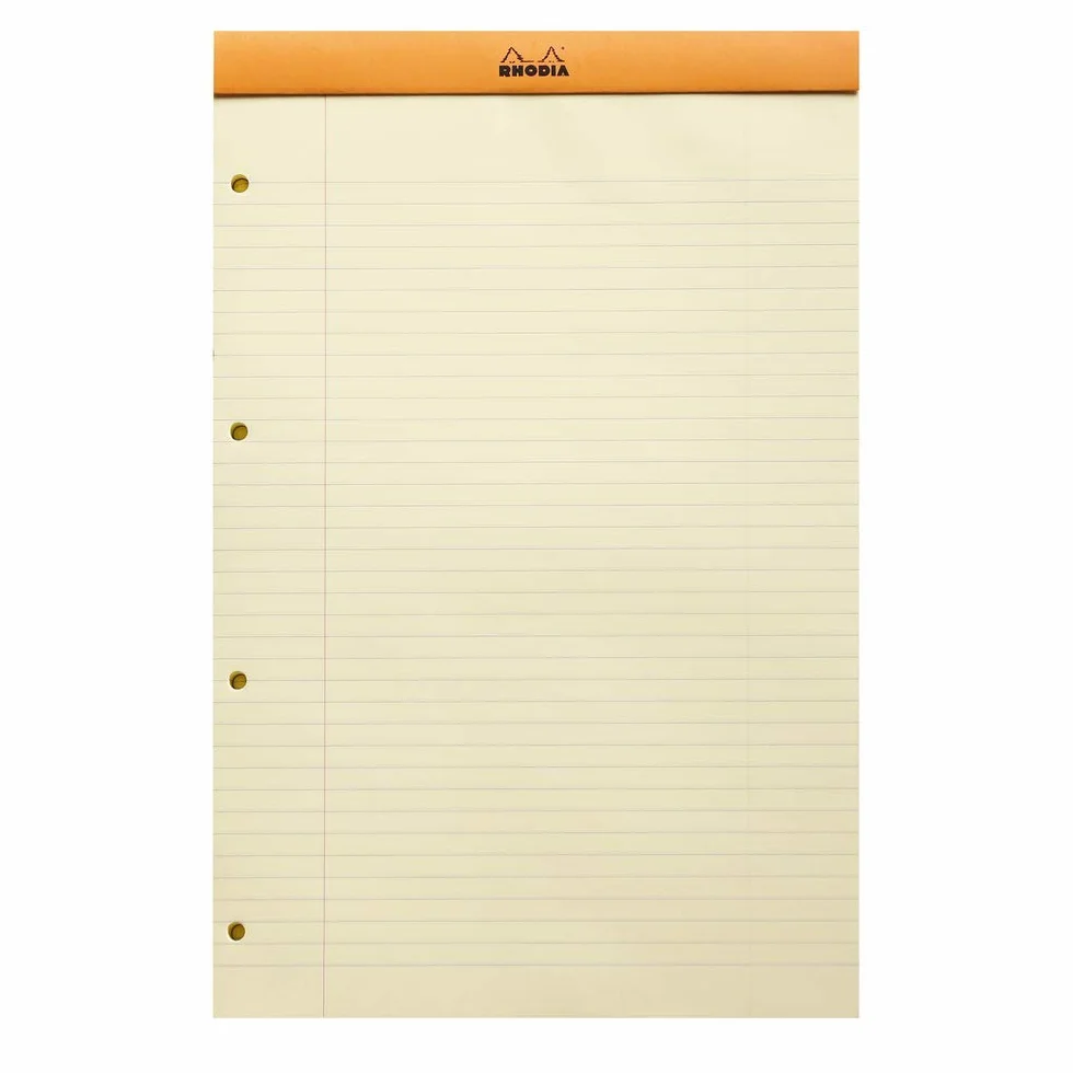 Bloc N°119 orange 210x318 A4 80 feuilles 80 g/m² ligné marge perforation 4 trous