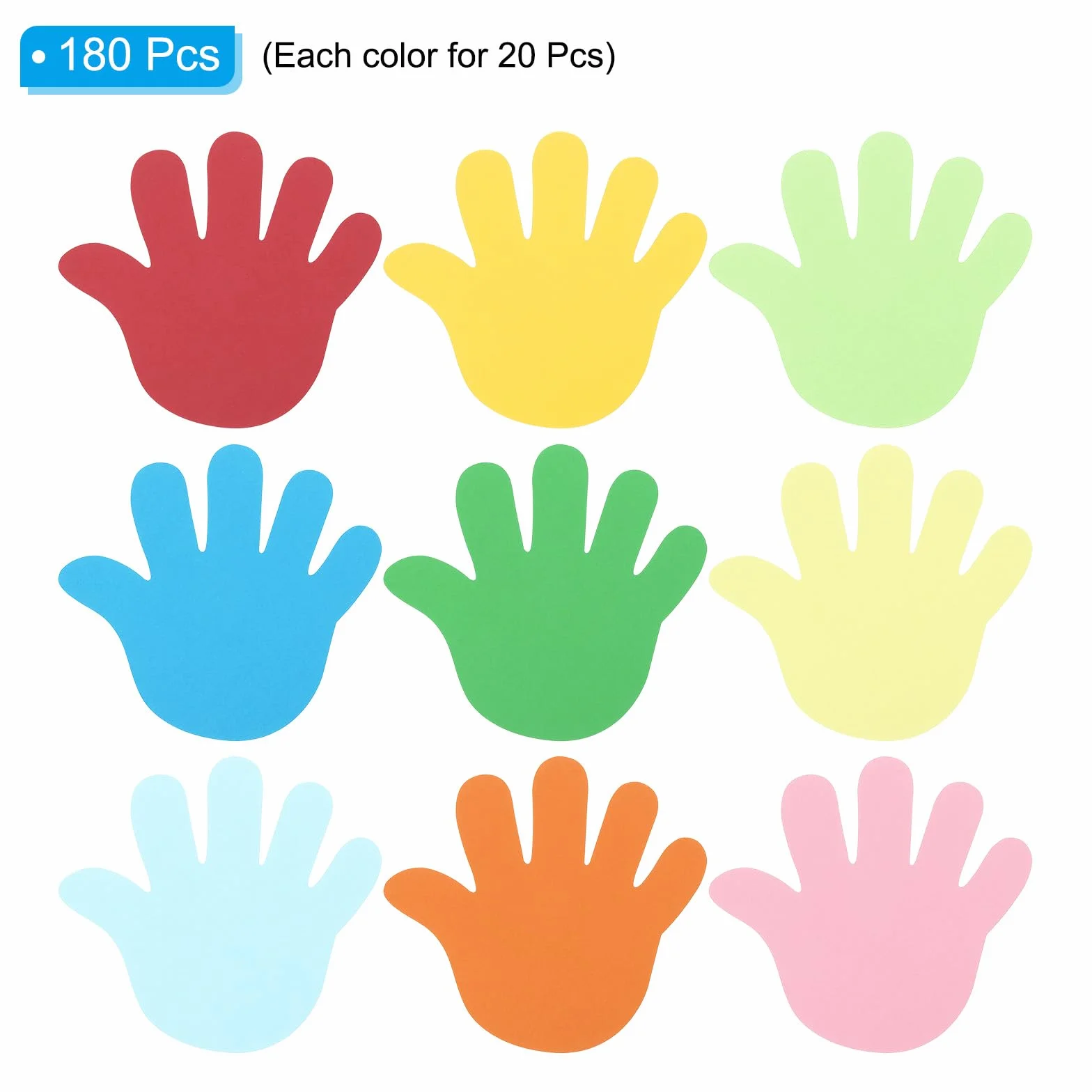 PATIKIL Découpes en Papier pour Tableau d'Affichage, 180 Pièces, Formes de Mains, Multicolores