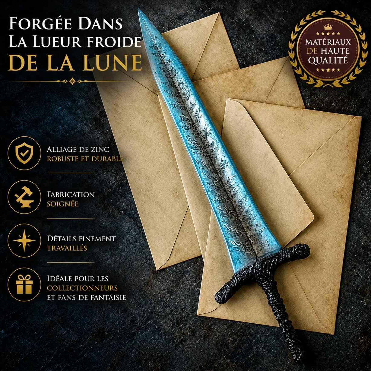 Elden Ring Dark Moon Greatsword XL Ouvre-lettre Support Cadeau Fan Collectionneur