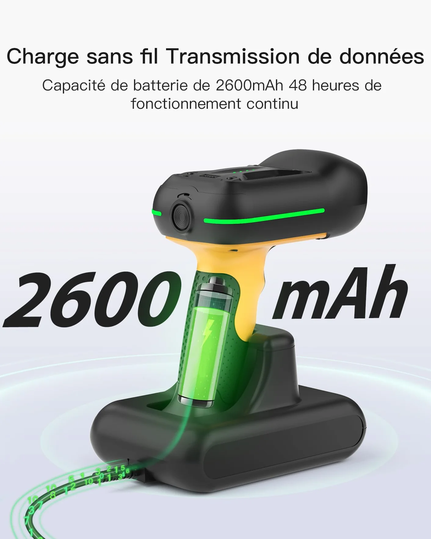 Inateck Lecteur Code Barre sans Fil 1D 2D QR IP67 2600mAh BCST-75S