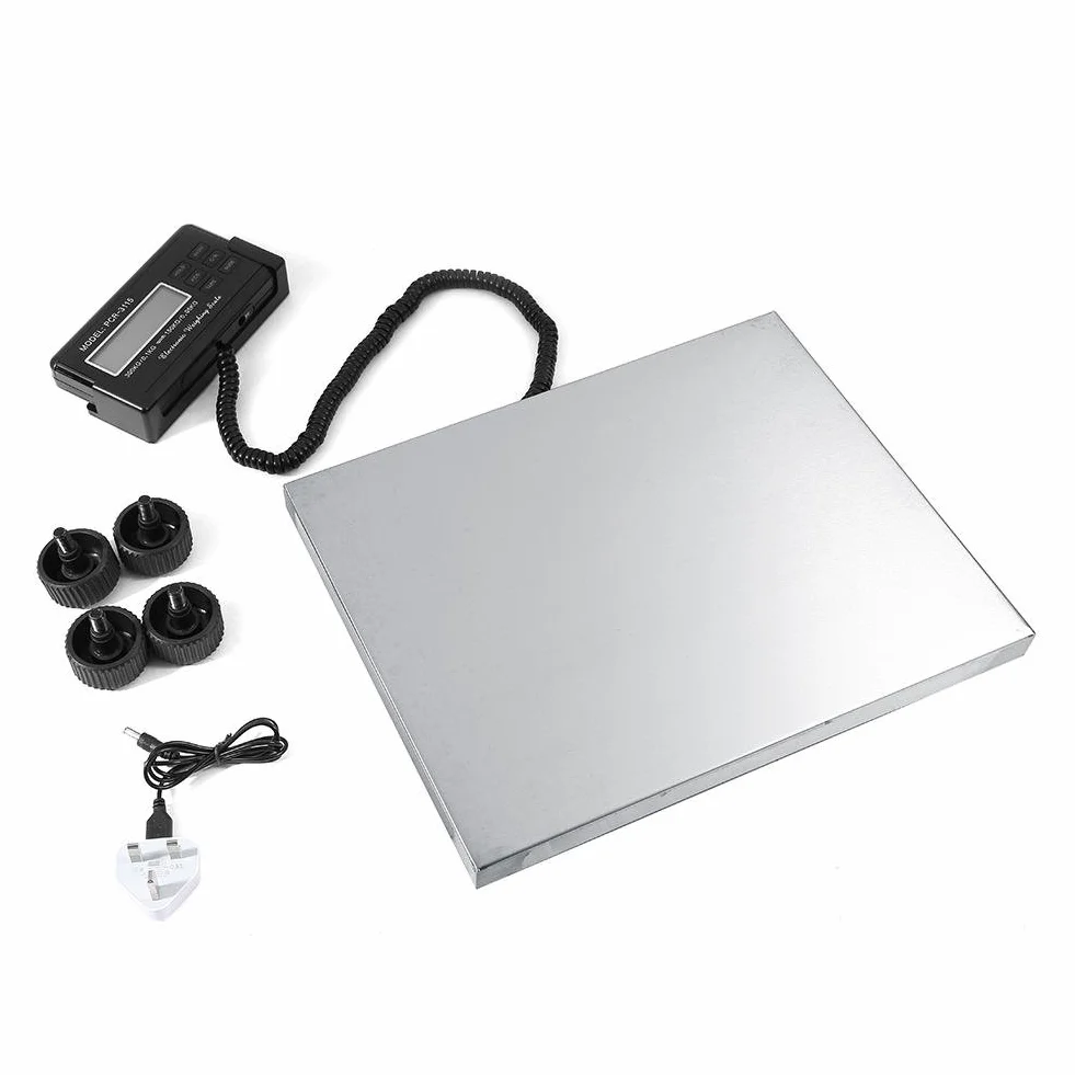 Balance numérique ultra résistante 299,4 kg x 0 kg Base ABS Poignée cachée Pieds réglables Conversion 300 kg 30 × 38 × 4 cm