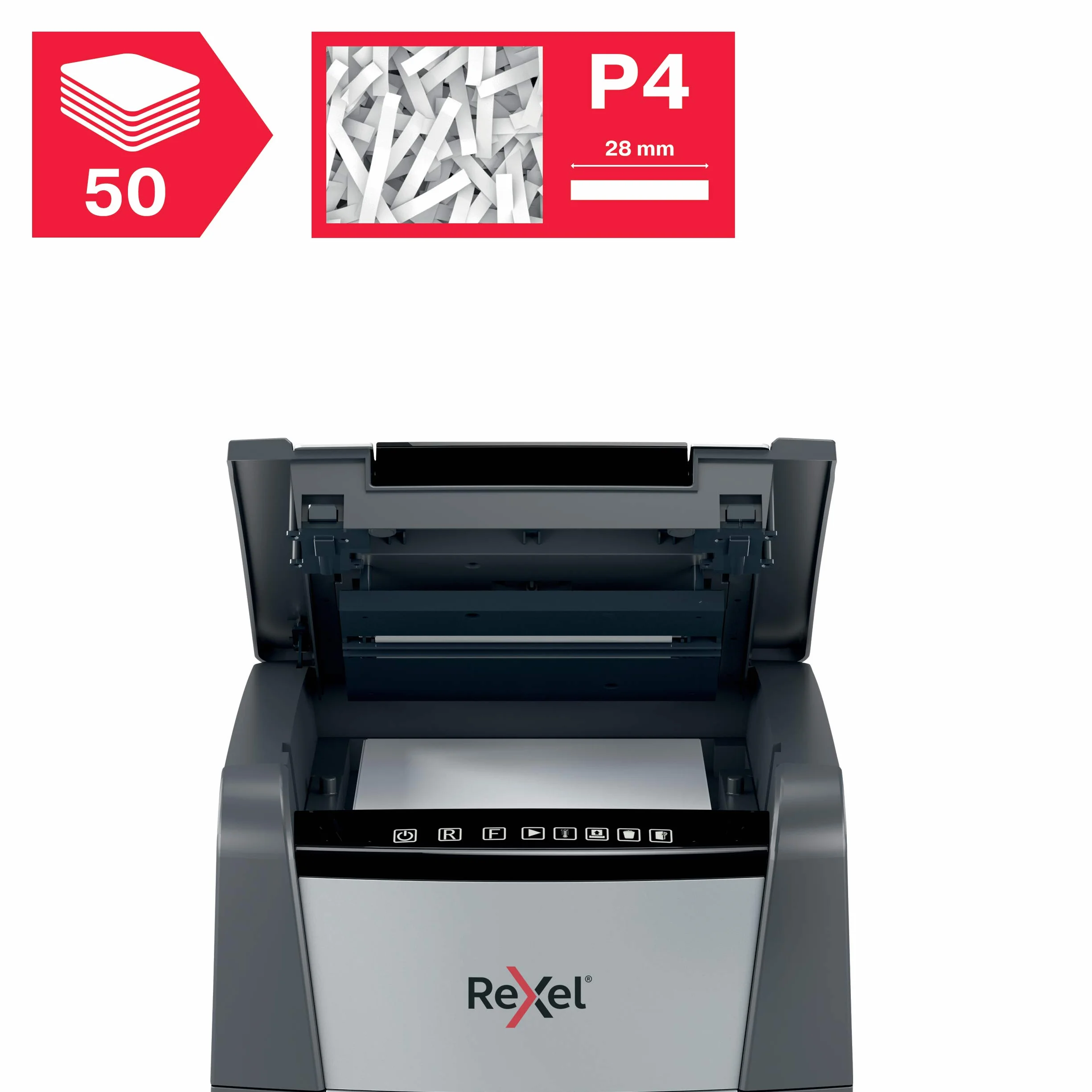 Rexel Destructeur de documents AutoFeed Hybride 50 feuilles Coupe croisée P4 20L 2020050XEU