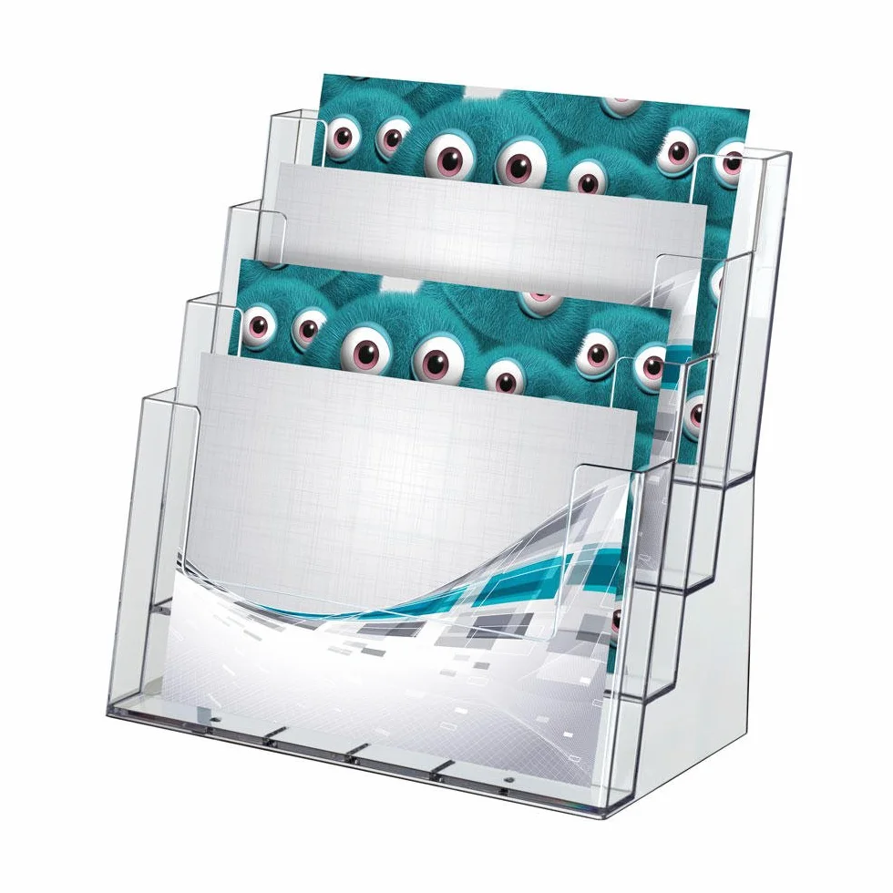 taymar Porte-brochures de table XXL, 4 étages, transparent