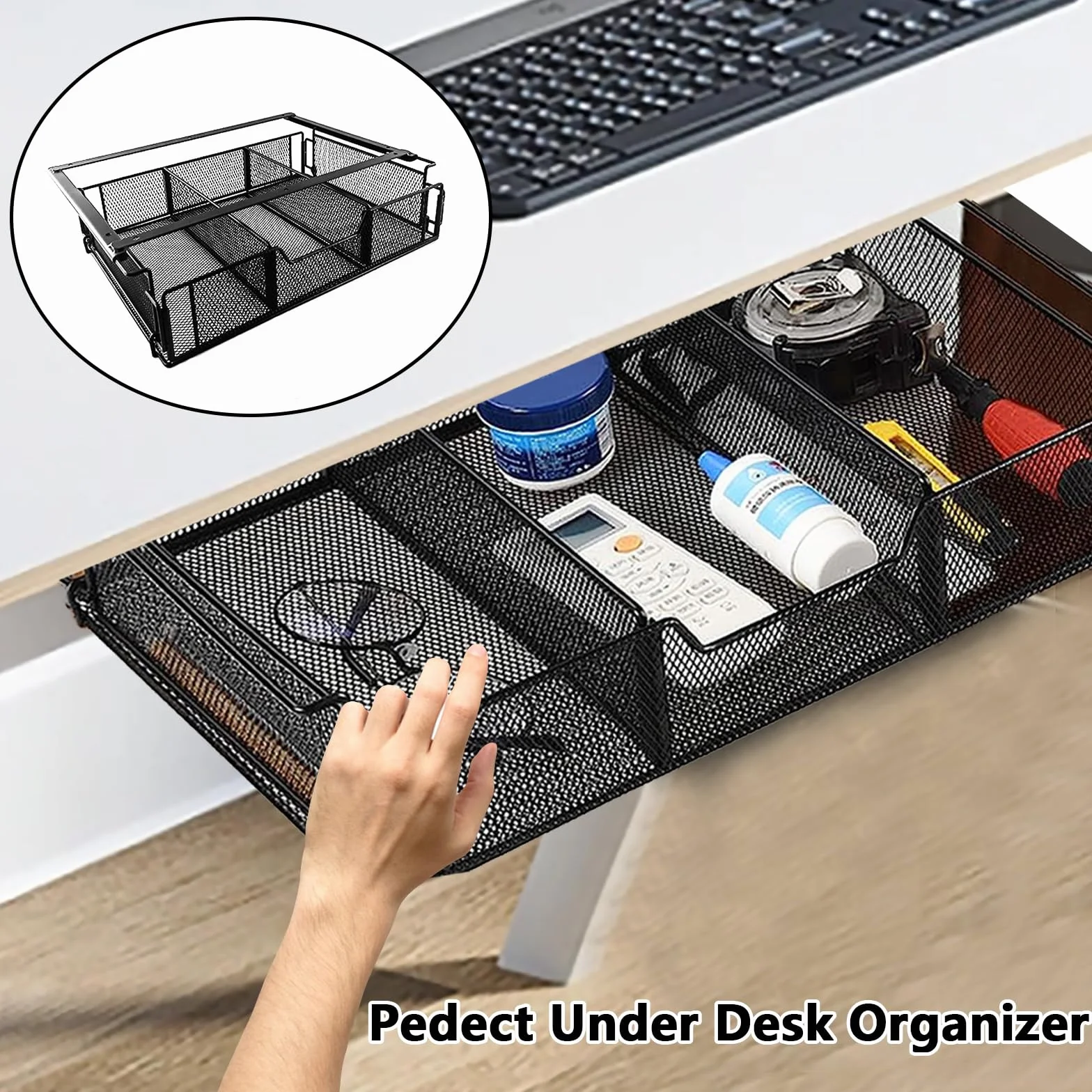 Tiroir de Bureau Organisateur Sous Table Caché pour Maison École