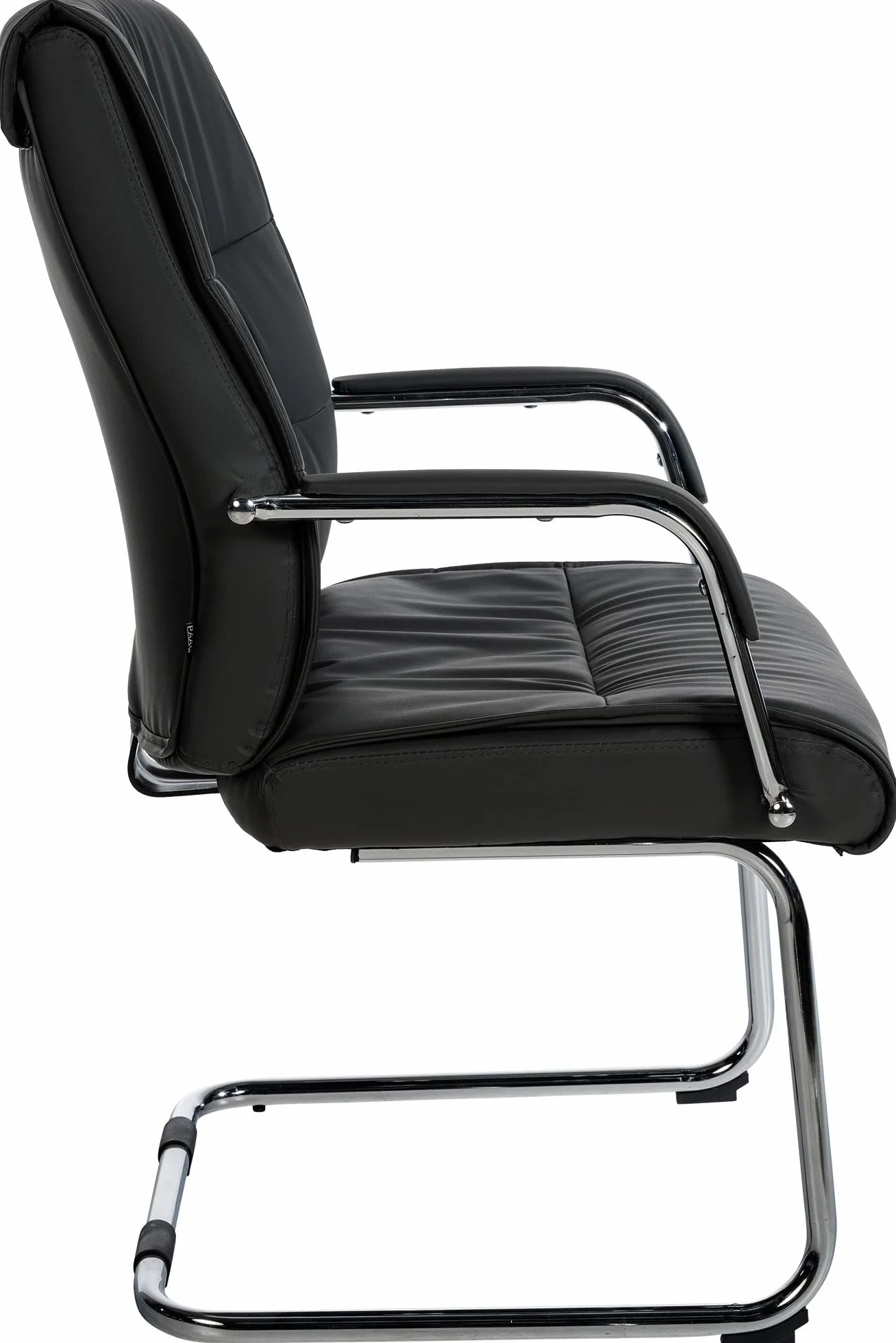 CLP Chaise Visiteur Sievert en Similicuir avec Accoudoirs | Fauteuil Luge sur Pičtement en Métal I Assise Et Dossier Rembourrés, Couleur:Noir