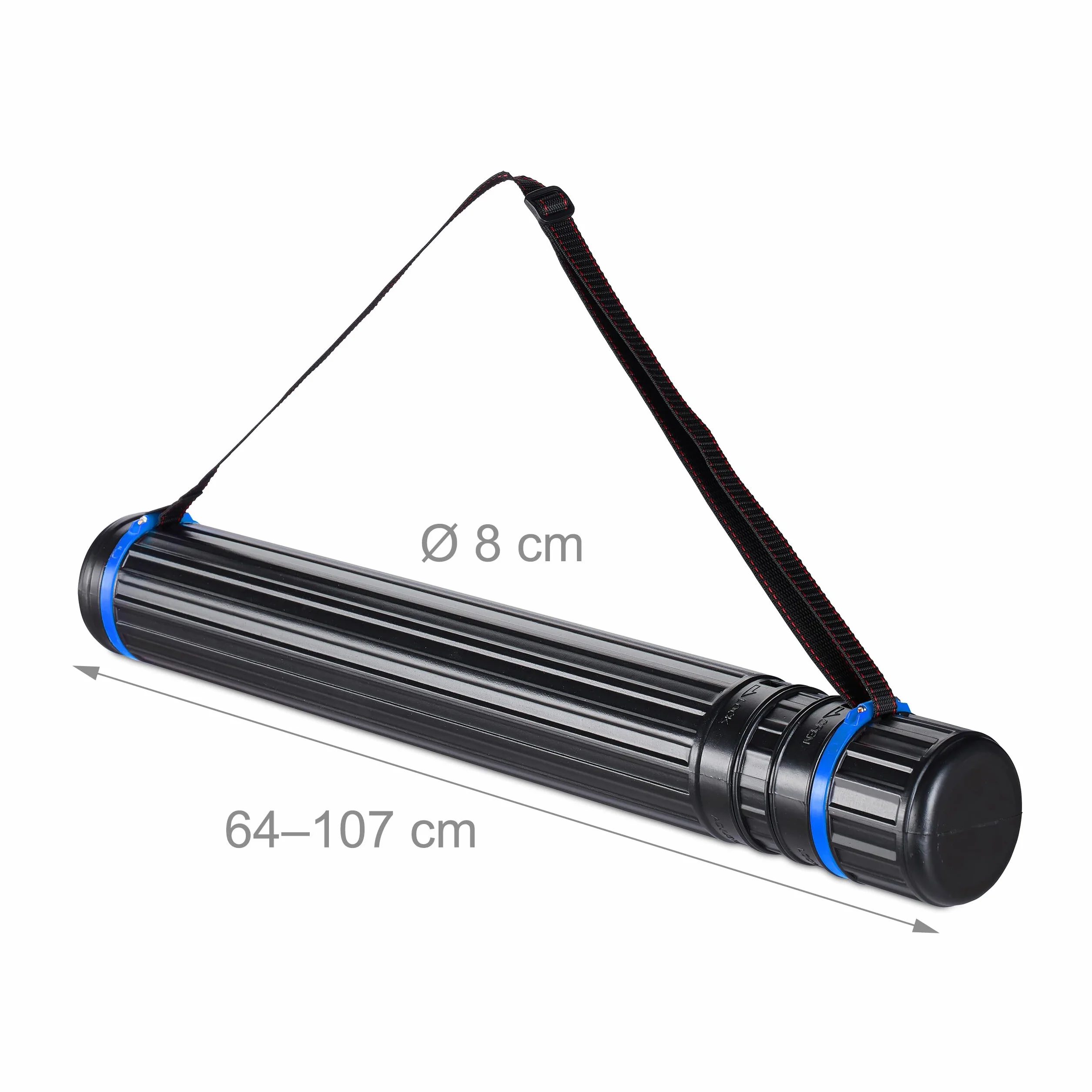 Relaxdays Tube de Transport Extensible 64-107 cm Noir et Bleu Lot 2