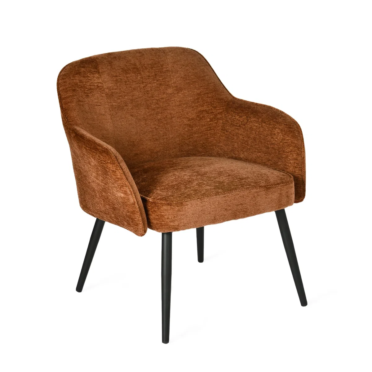 Meuble Cosy Chaise d’Accueil Confortable en Tissu Chenille, Fauteuil de Réception avec Coussin Épais 10 cm, Pieds Métal Stables, Style Élégant, Caramel