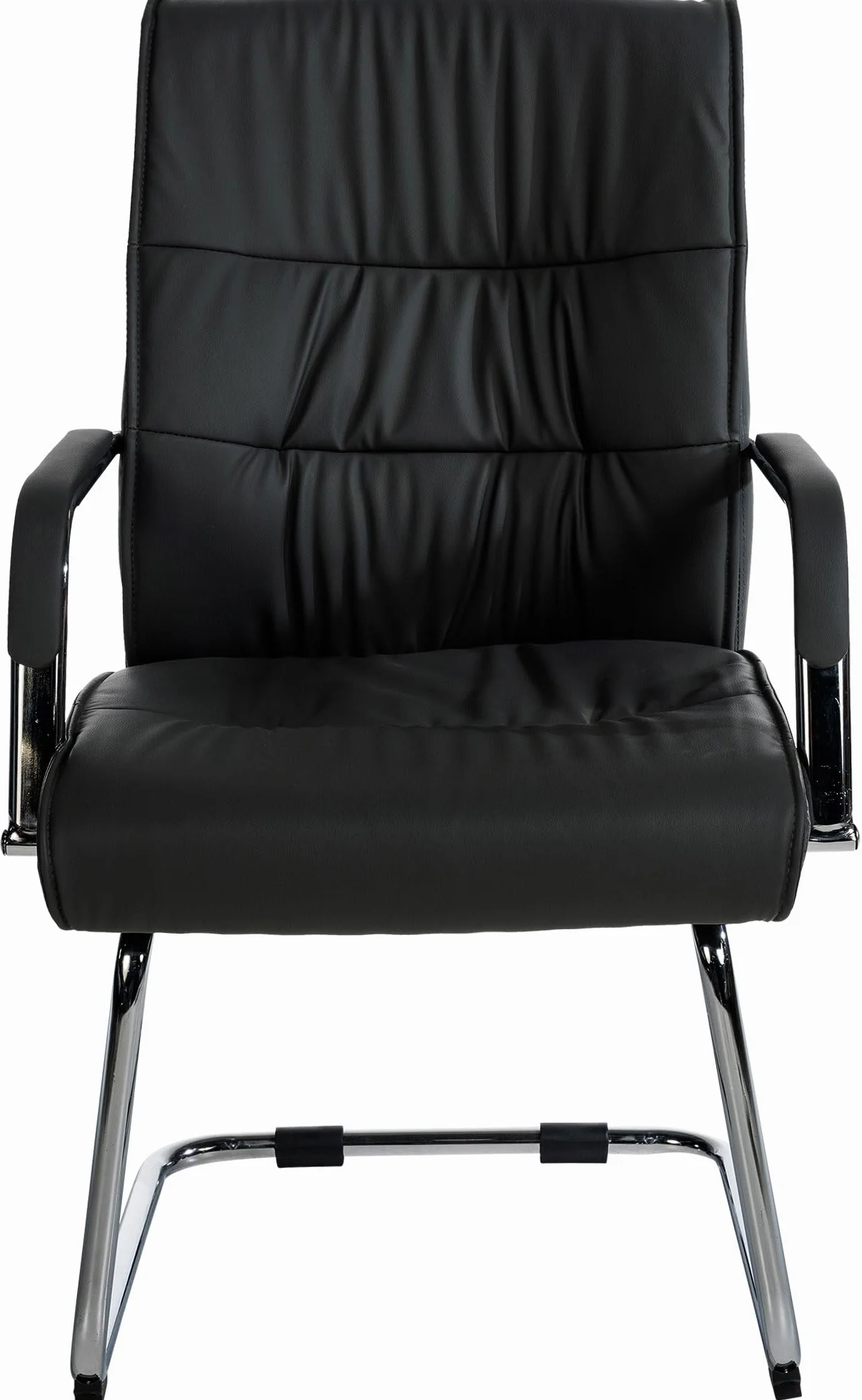 CLP Chaise Visiteur Sievert en Similicuir avec Accoudoirs | Fauteuil Luge sur Pičtement en Métal I Assise Et Dossier Rembourrés, Couleur:Noir