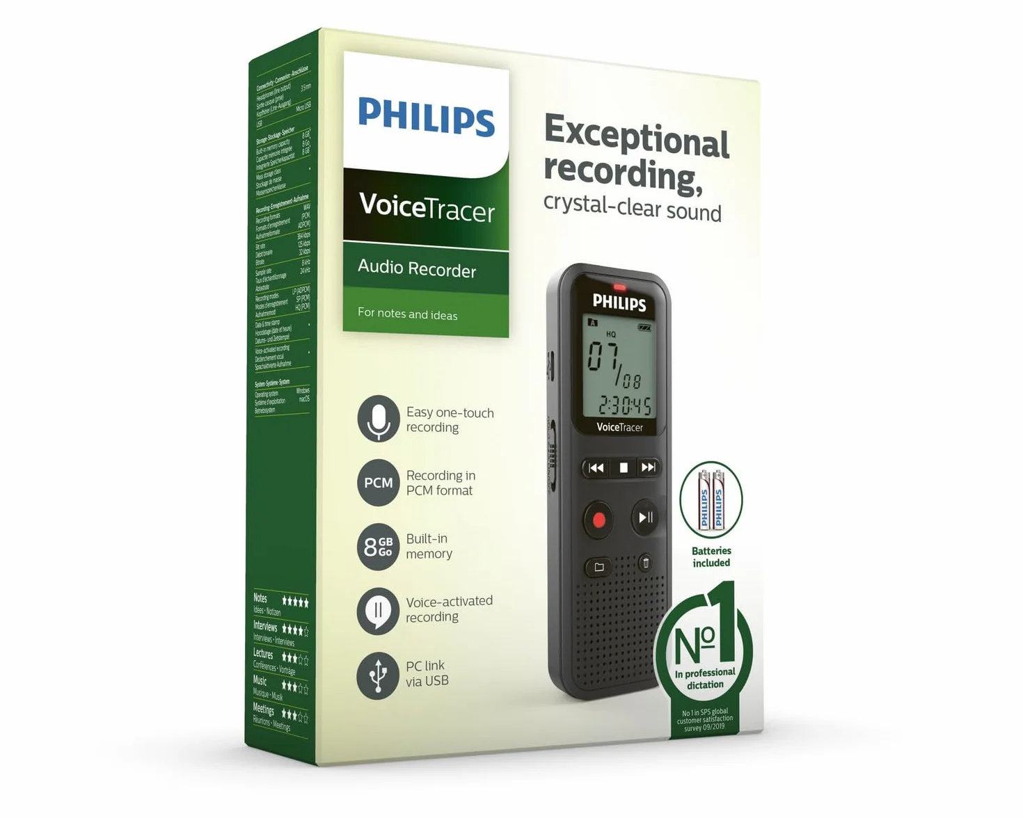 Philips VoiceTracer 8 kHz Nero