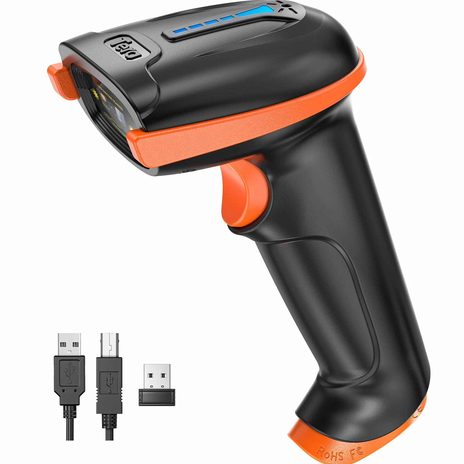 Tera Lecteur de Codes-Barres sans Fil 2,4 GHz Filaire USB 2.0 Douchette 1D Rechargeable Modèle 5100