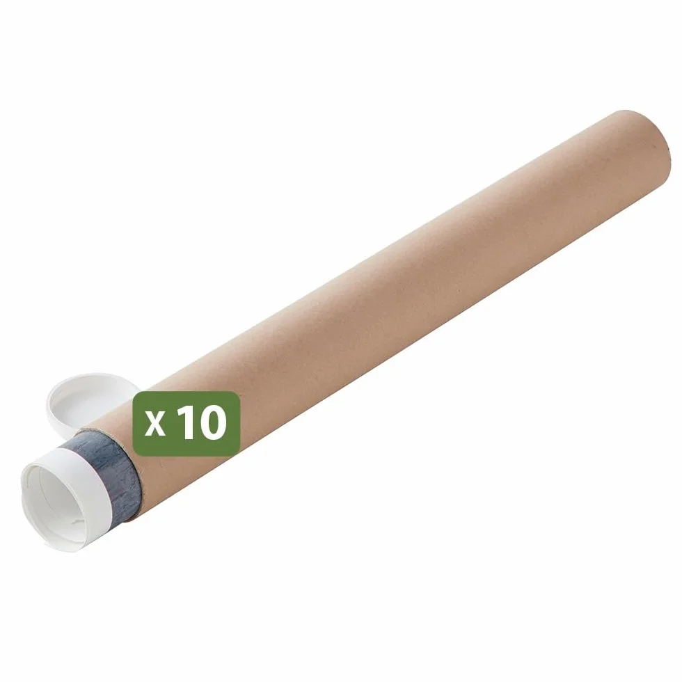 Lot 10 tubes pour expédition et emballage ø10 x 100 cm avec capuchon pour affiche et poster