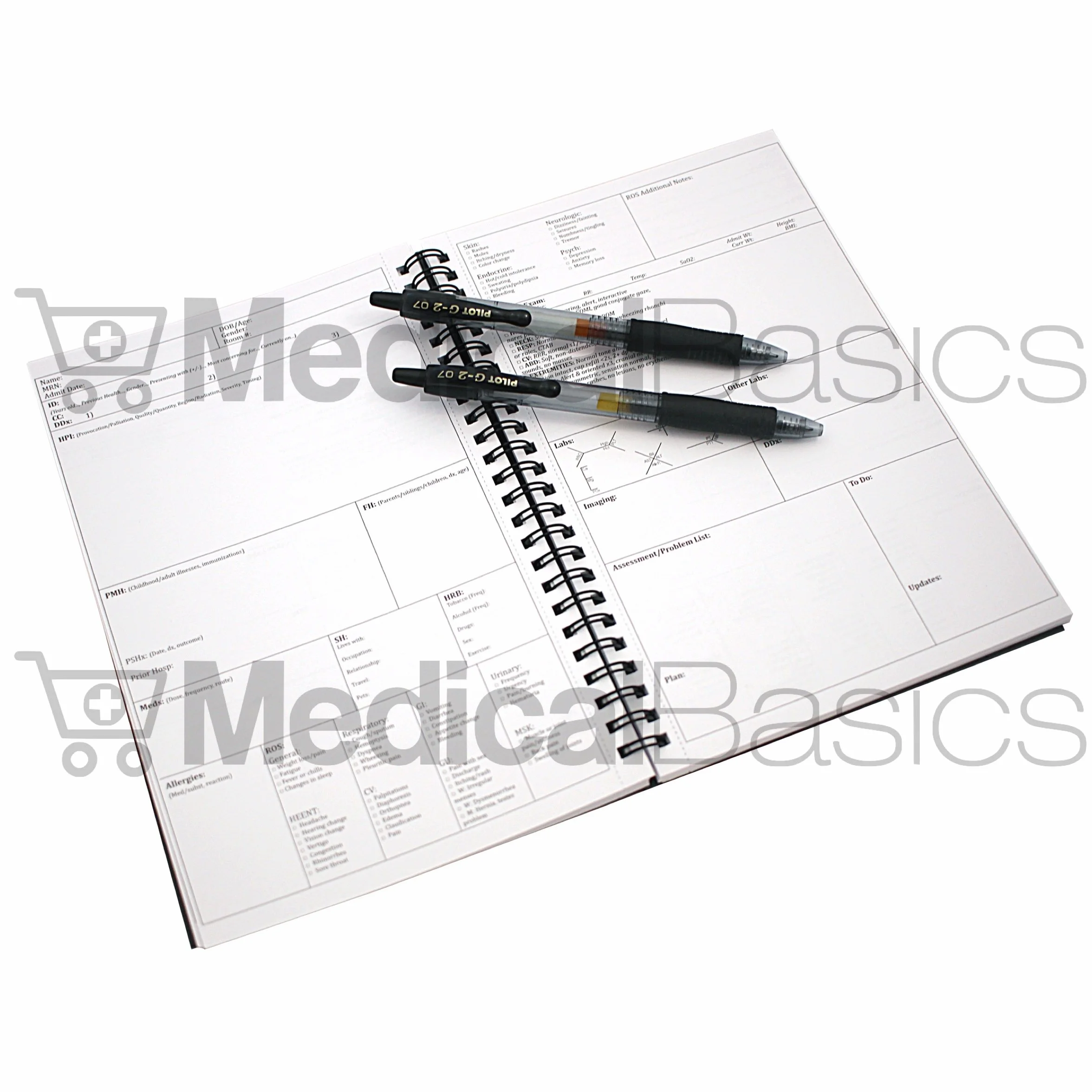 Medical Basics H&P Cahier de notes d'histoire médicale et physique 100 modèles perforés