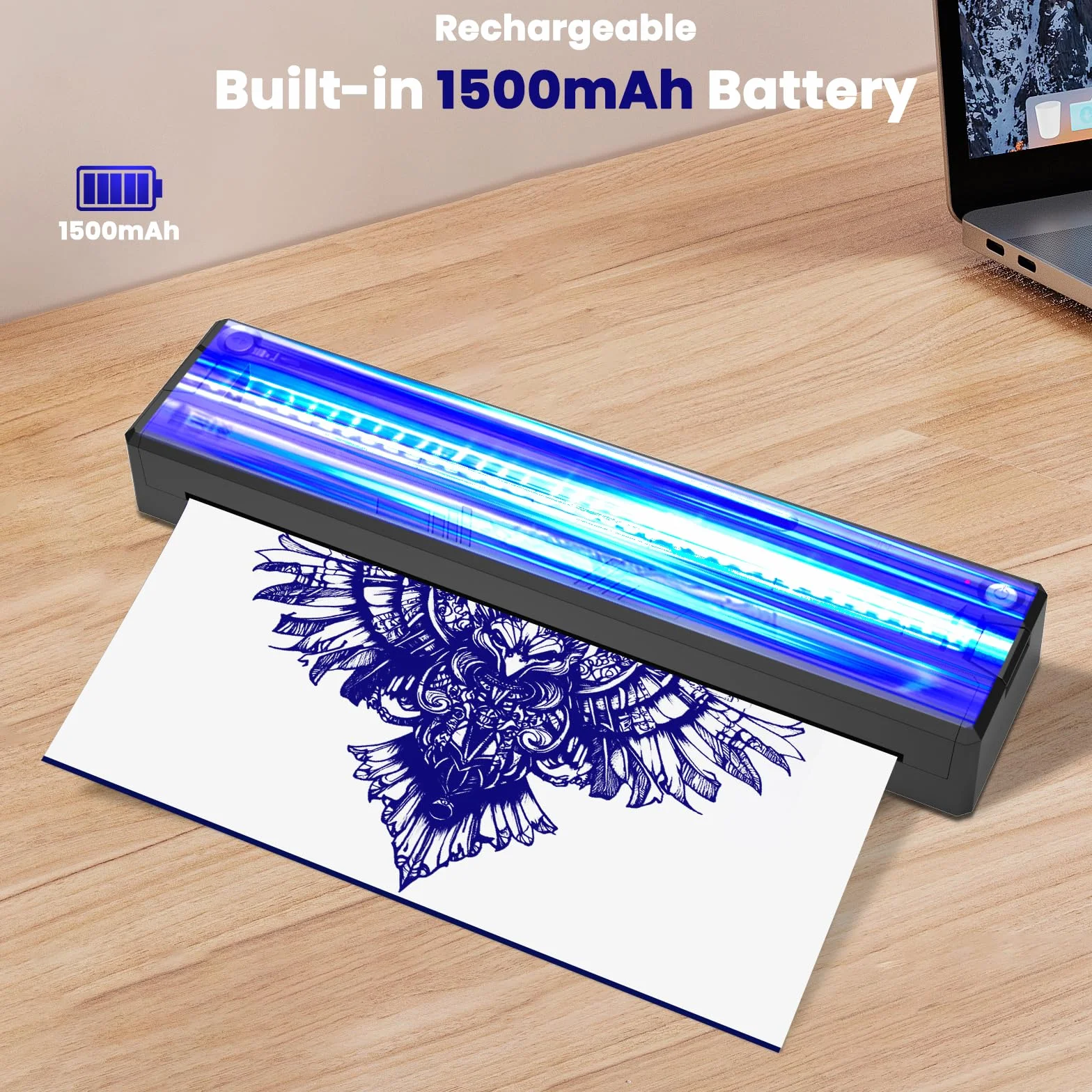 Imprimante de Pochoirs de Tatouage, Transfert Thermique Bluetooth, Compatible Smartphone et Ordinateur