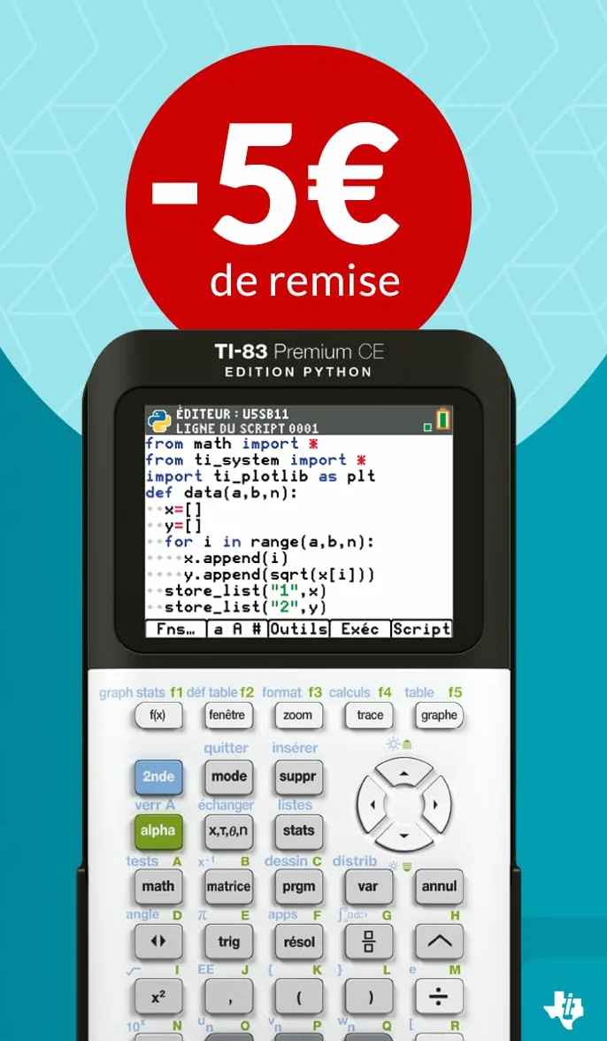Texas Instruments TI-83 Premium CE Edition Python Calculatrice Graphique Mode Examen