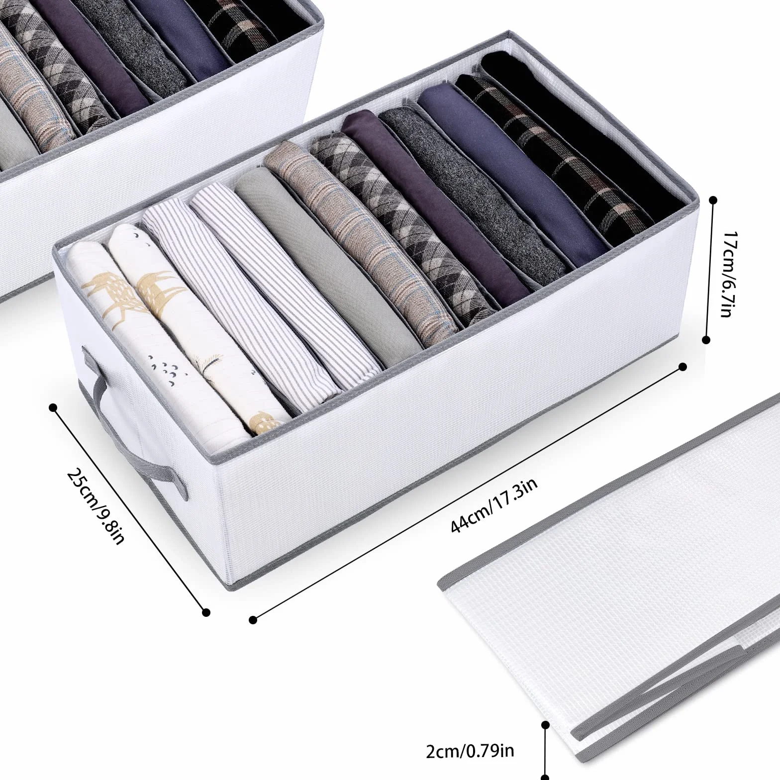 Organisateur de Vêtements Pliable 12 Grilles Armoire Boîte de Rangement Gris Clair