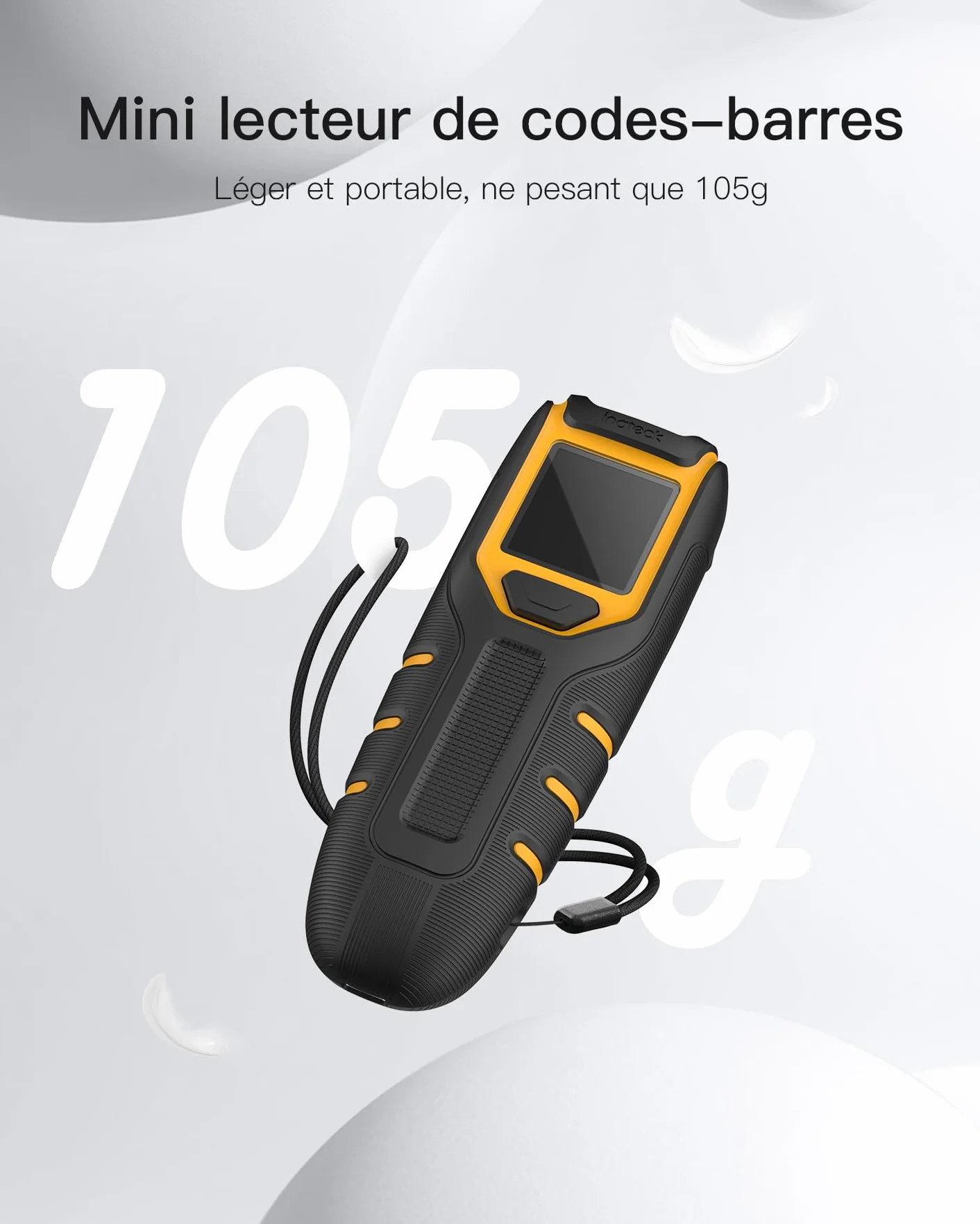 Inateck Lecteur Code Barre sans Fil 2D, Bluetooth QR, 2600 mAh, BCST-47